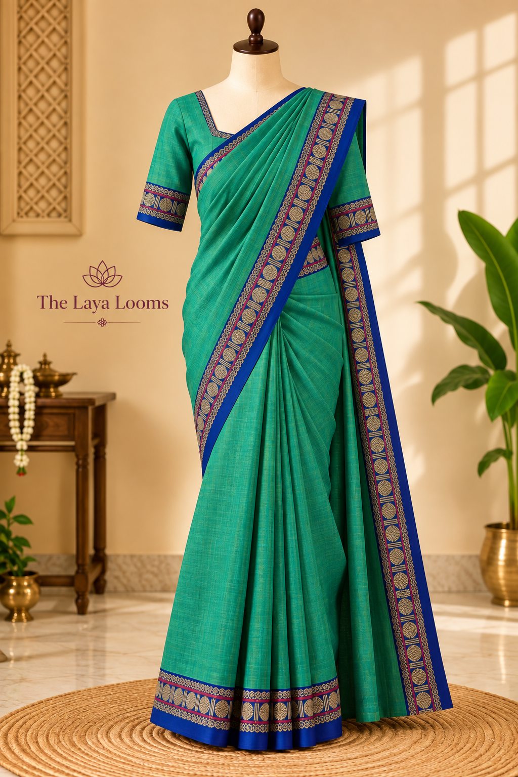 Narayanpet Cotton Saree Rama Green | TLL441