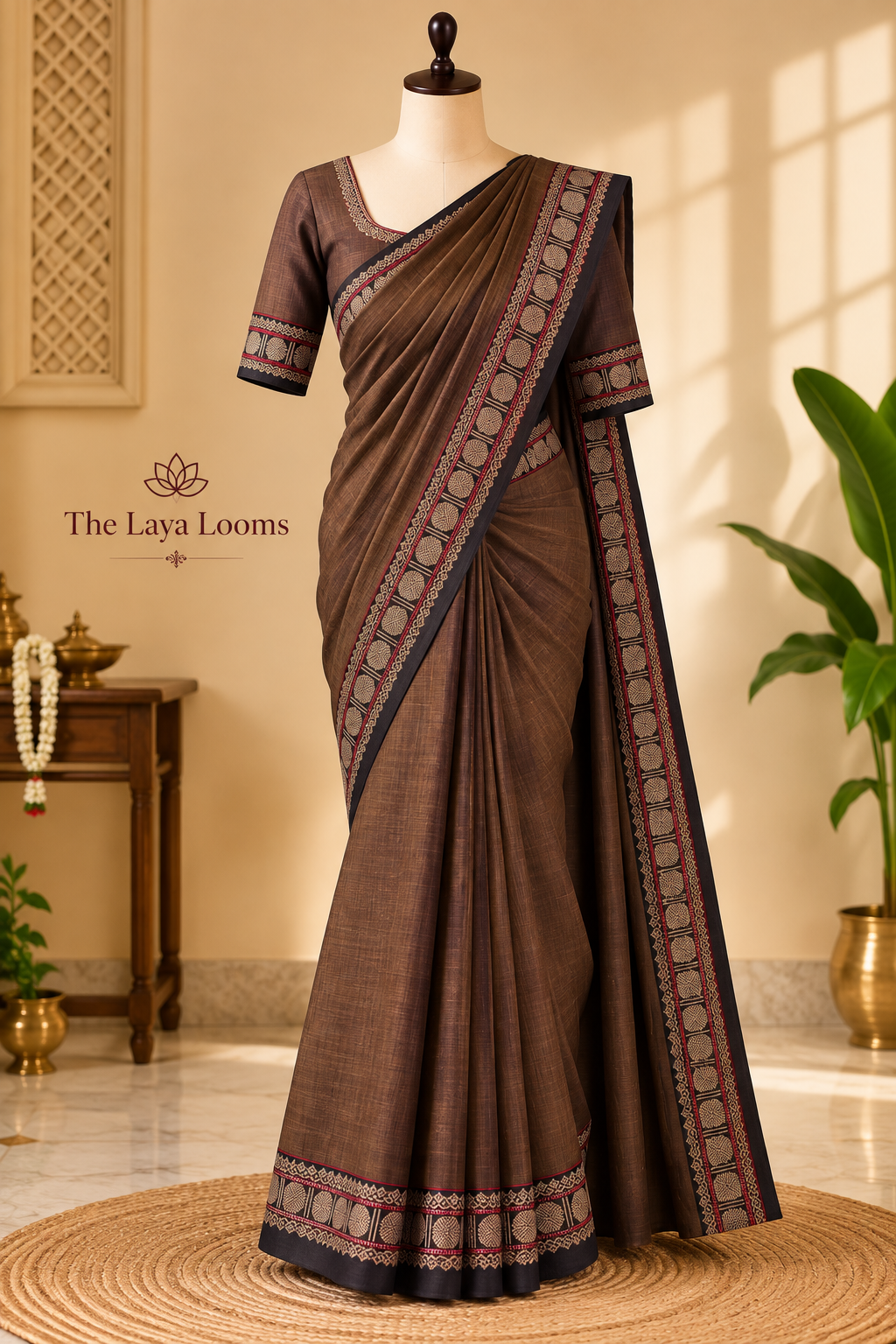 Narayanpet Cotton Saree Deep Brown | TLL443