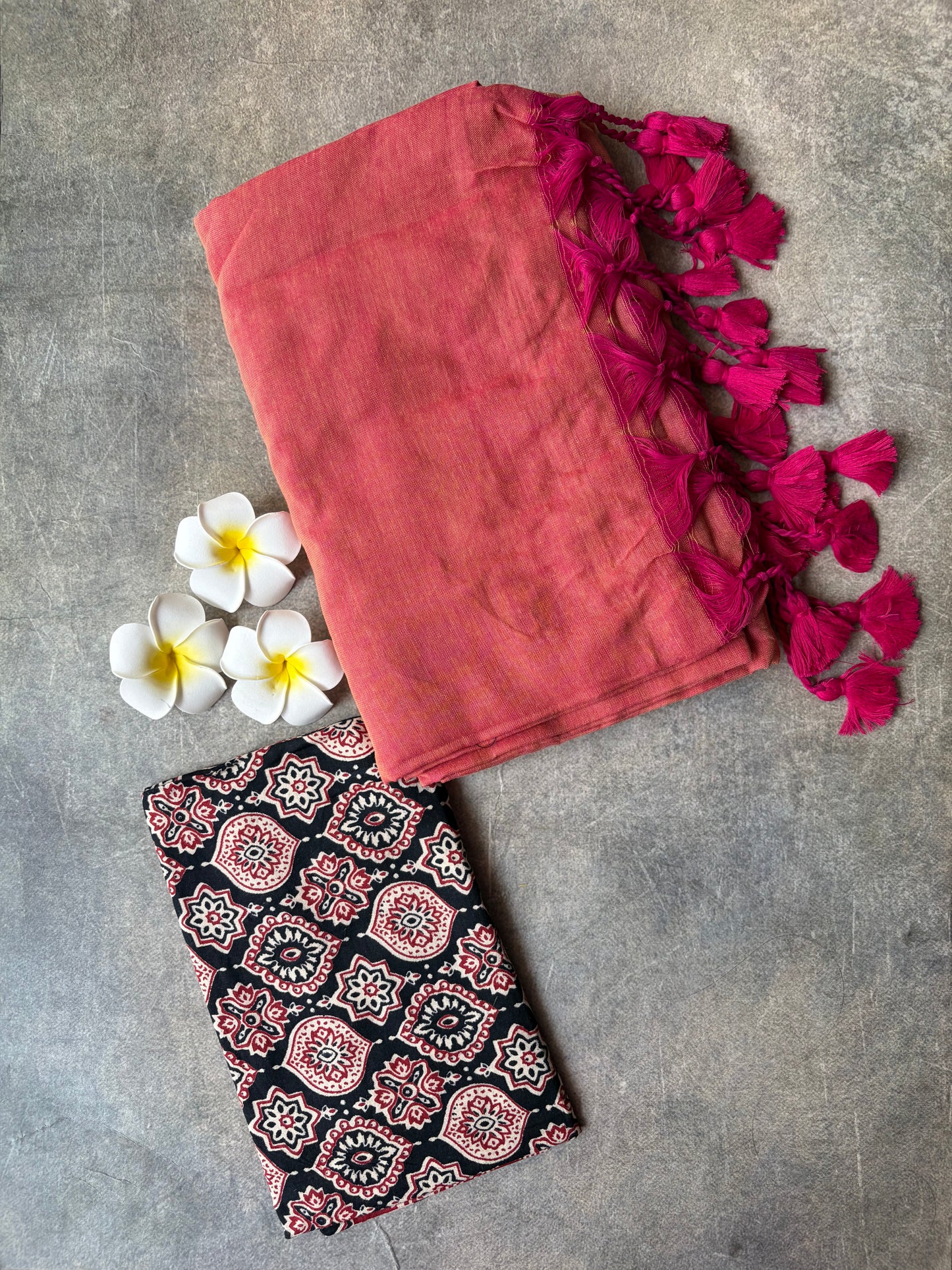 Khadi Cotton Saree Peach-Pink | TLL717