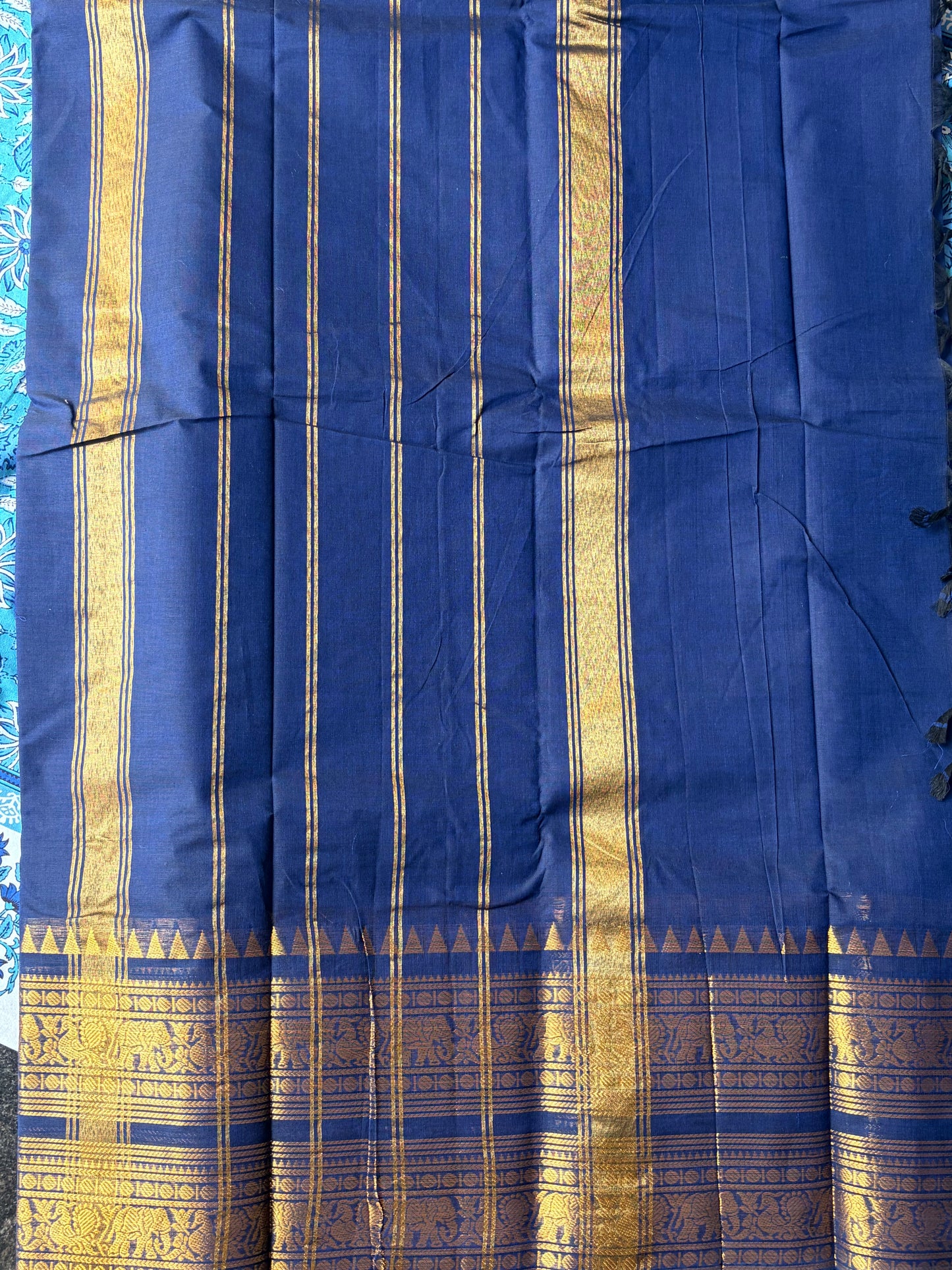 Kanchi Cotton Saree Navy Blue colour | TLL190