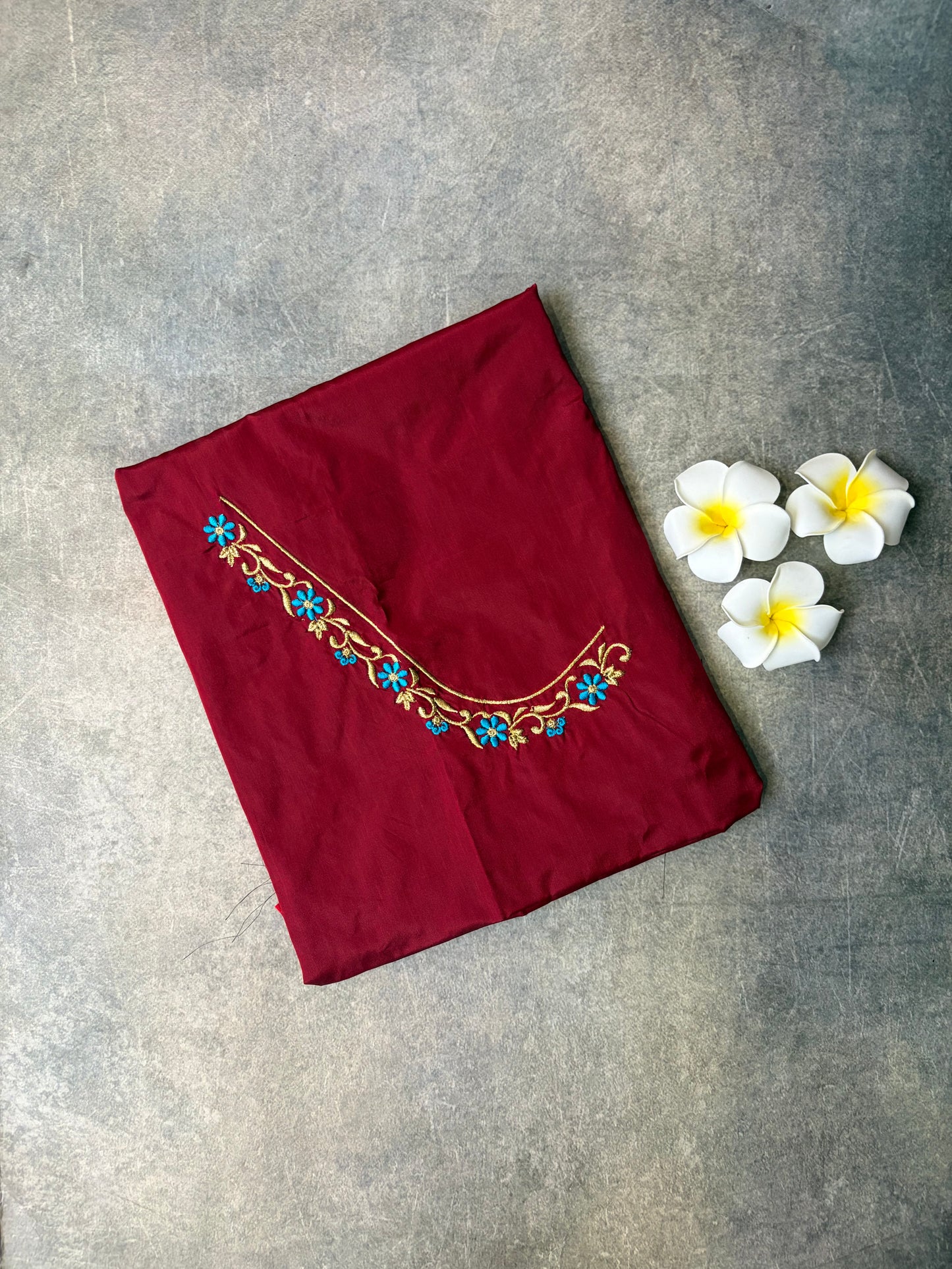 Embroidery Work Silk Blouse Piece Maroon | TLL360