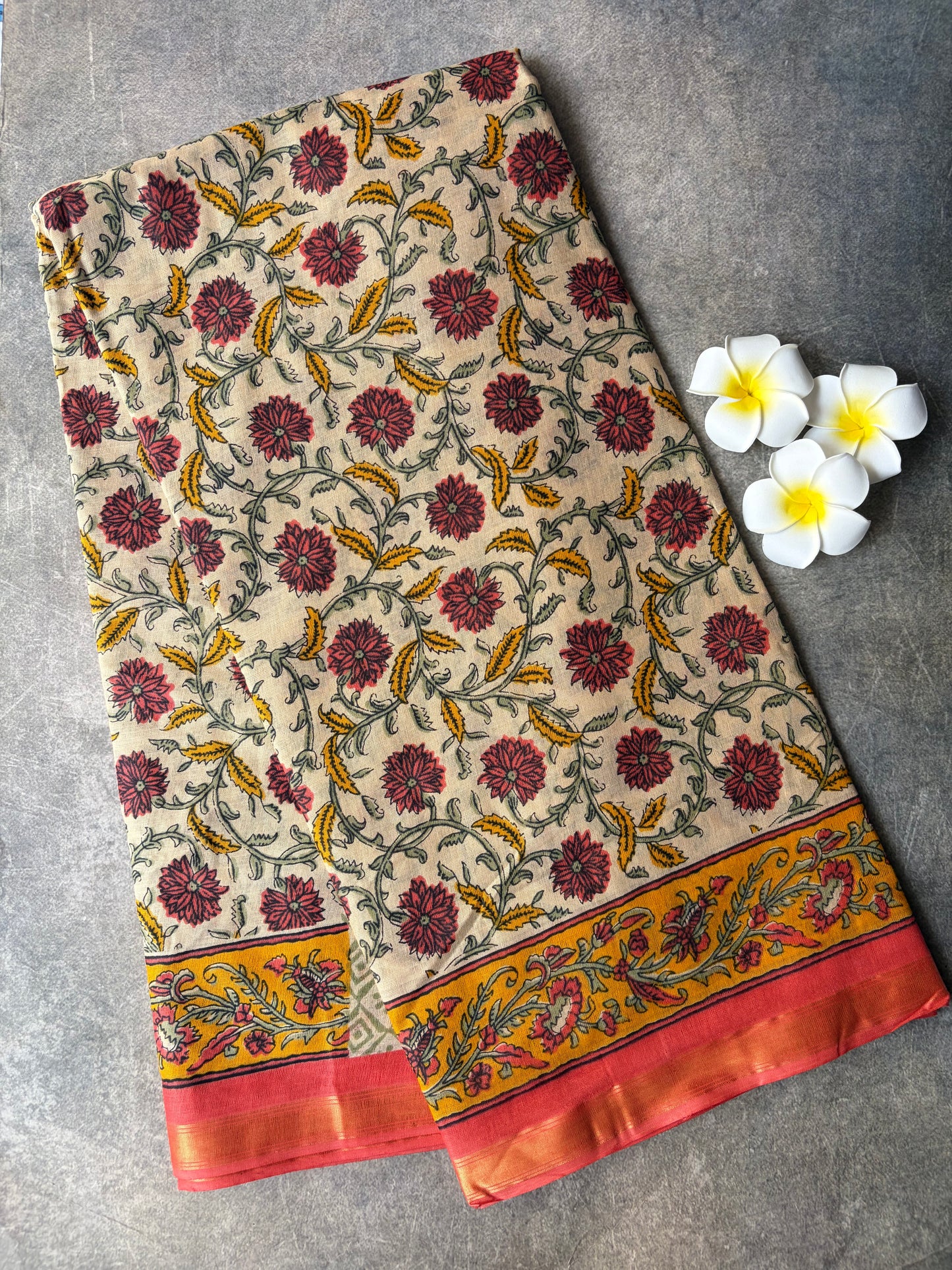 Daily Wear Soft Cotton Saree Cream Colour Undrer Budget | TLL223