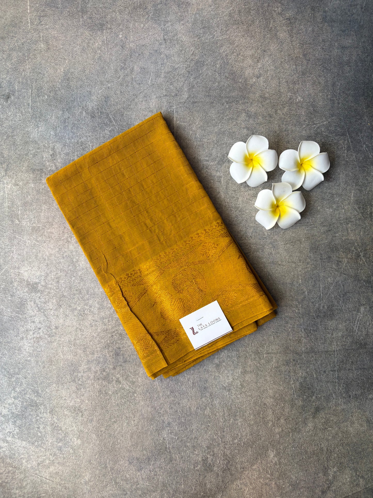 Mustard yellow Golden Checked Sungudi Cotton Blouse Piece | TLL236