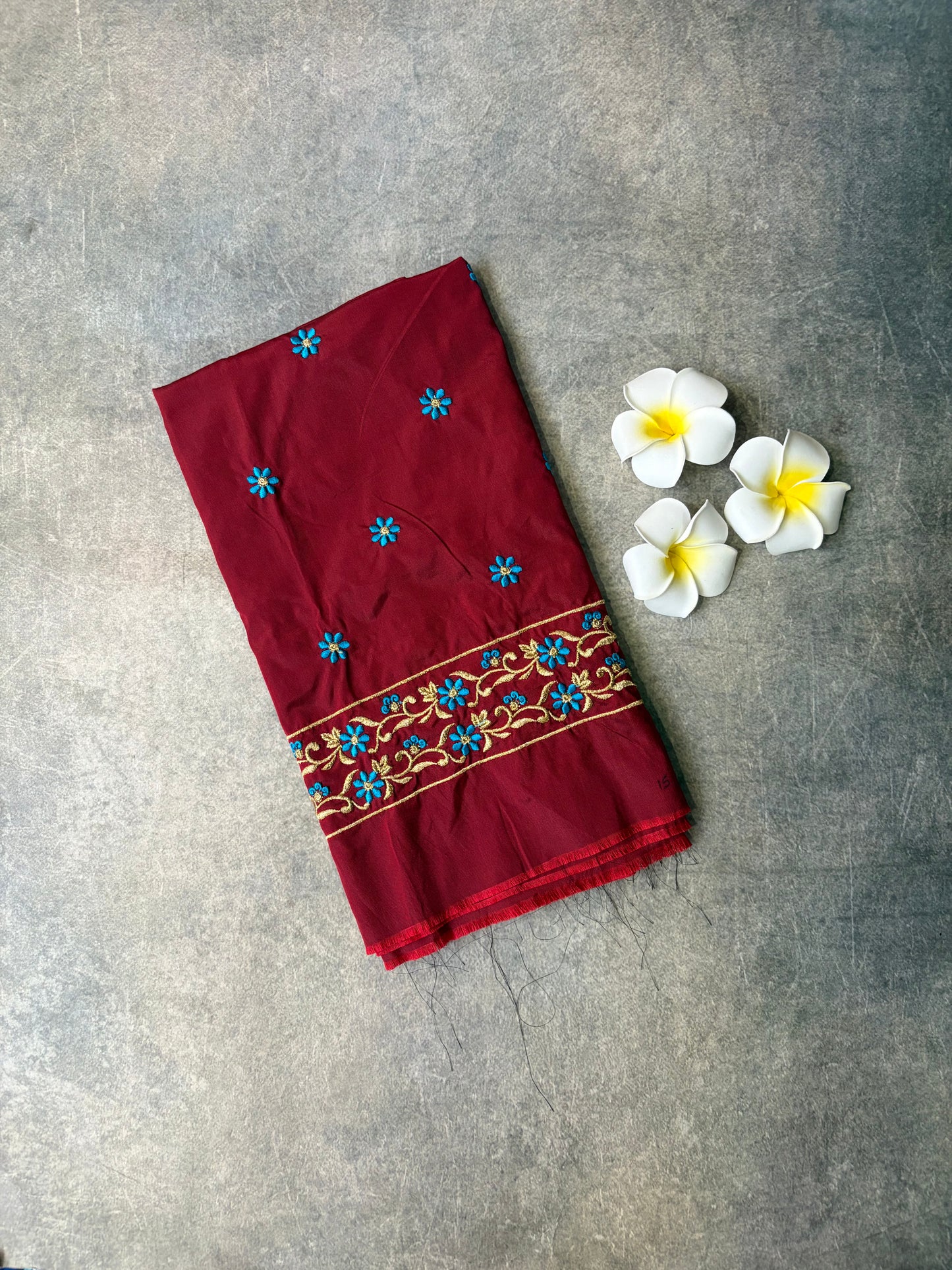 Embroidery Work Silk Blouse Piece Maroon | TLL360