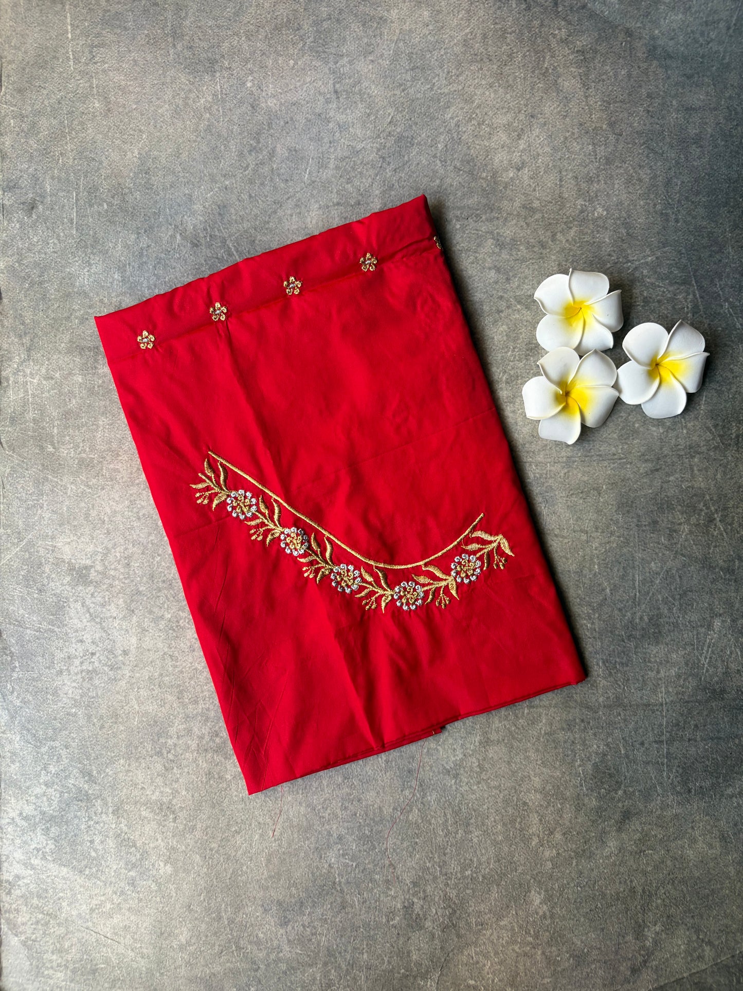 Embroidery Work Silk Blouse Piece Red | TLL356