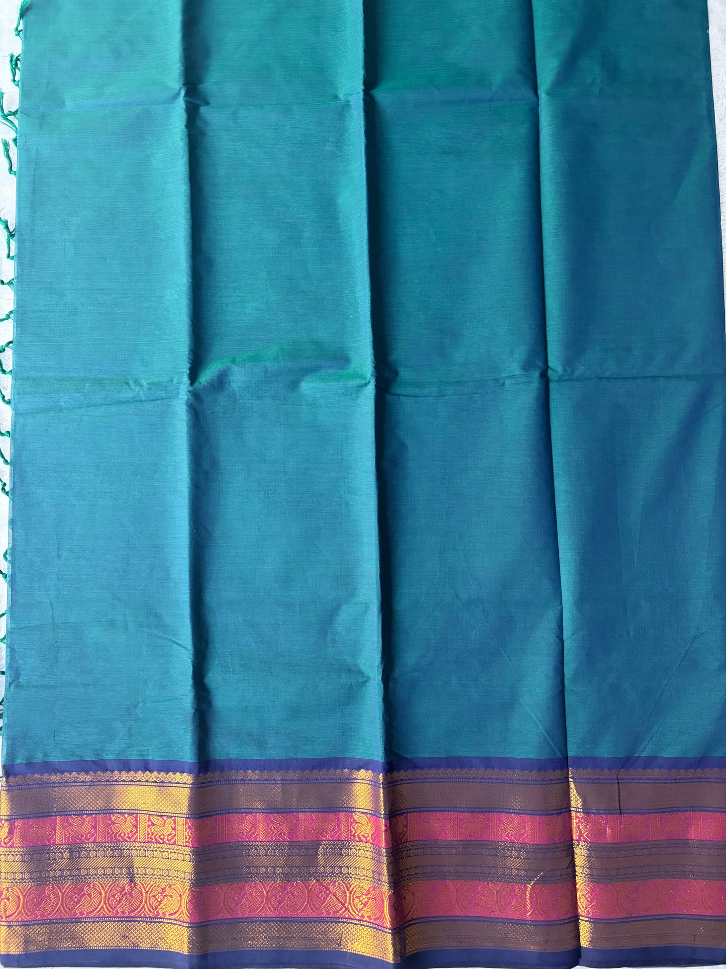 Kanchi Cotton Saree peacock Blue | TLL254