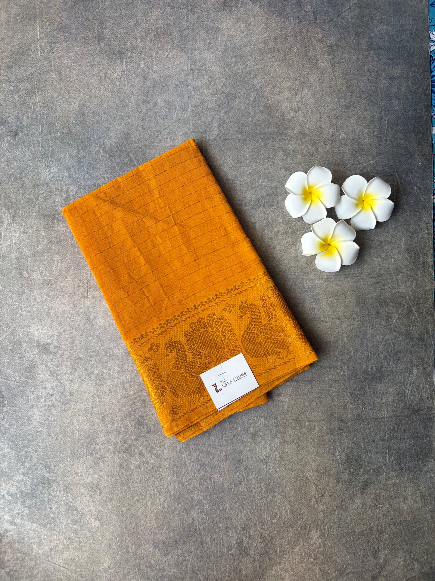Yellow Golden Checked Sungudi Cotton Blouse Piece | TLL233