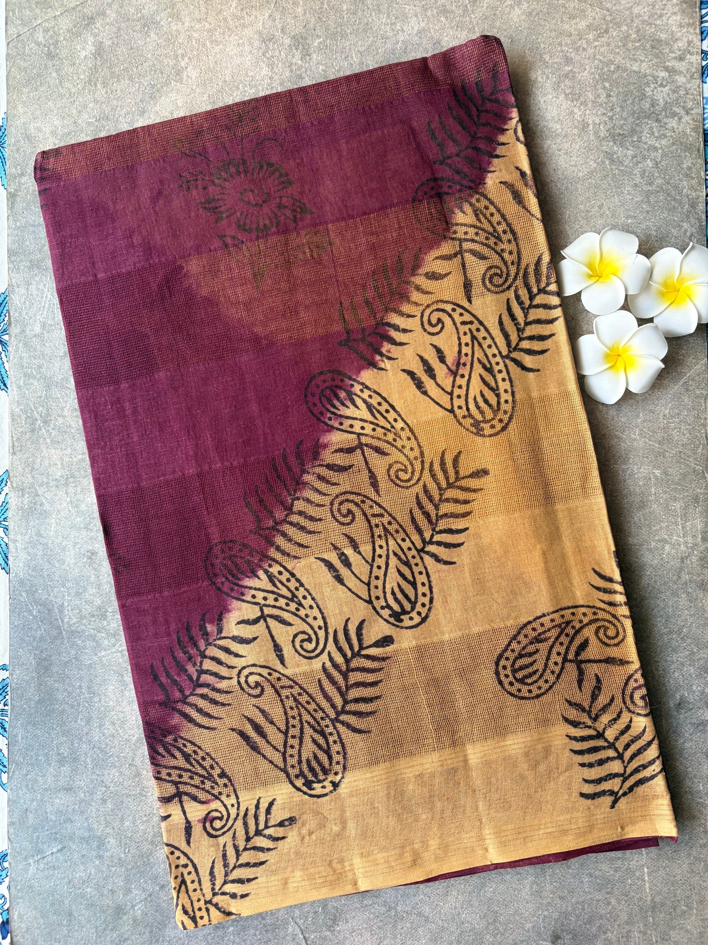 Maroon with Cream Kota Cotton Saree | TLL588