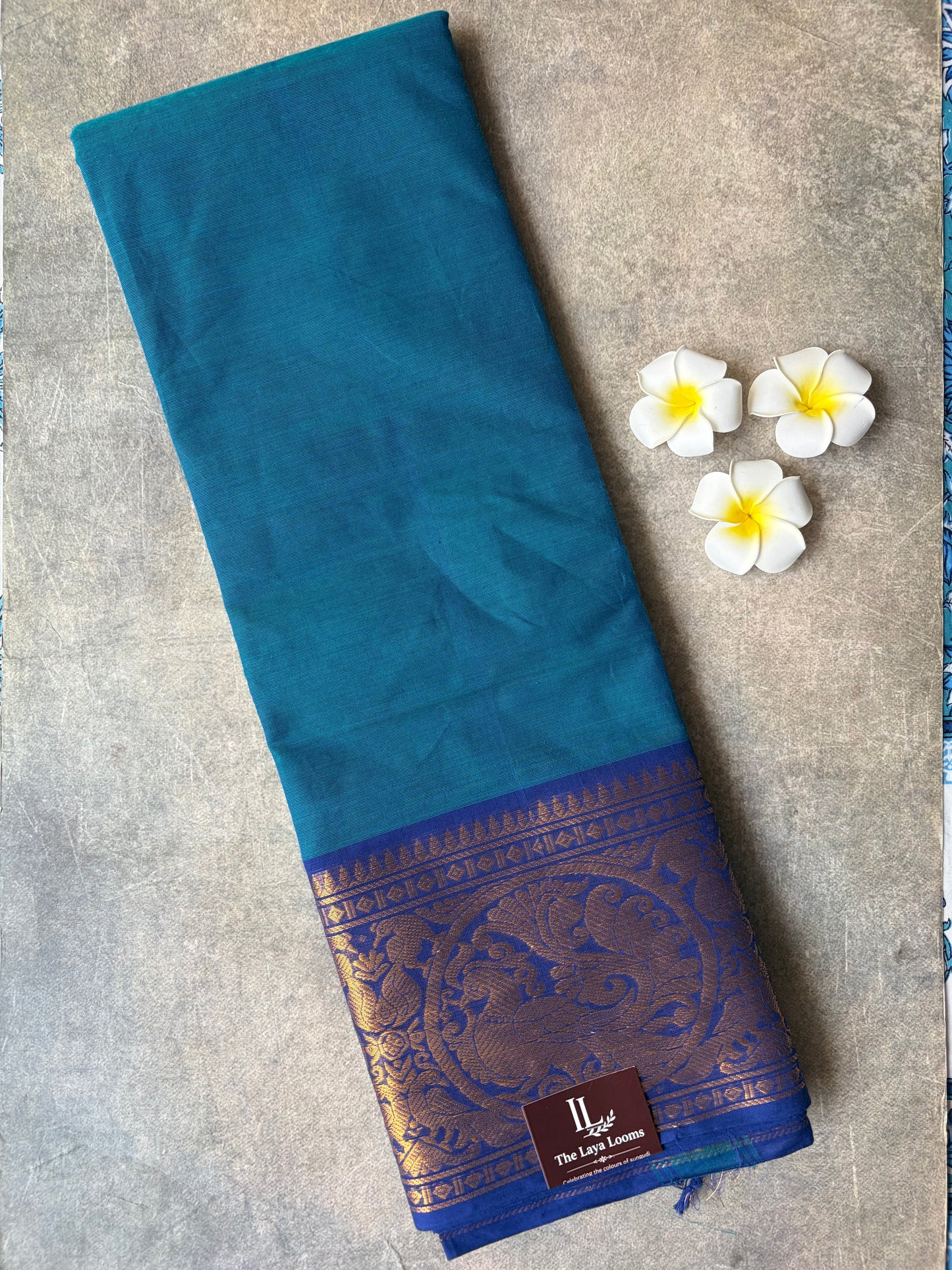 Kanchi Cotton Saree Peacock Blue | TLL271