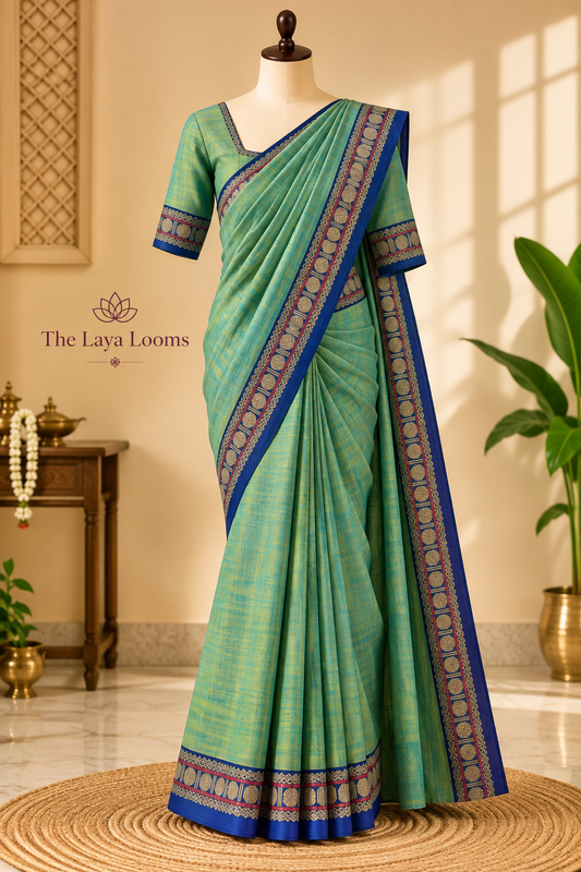 Narayanpet Cotton Saree light green | TLL446
