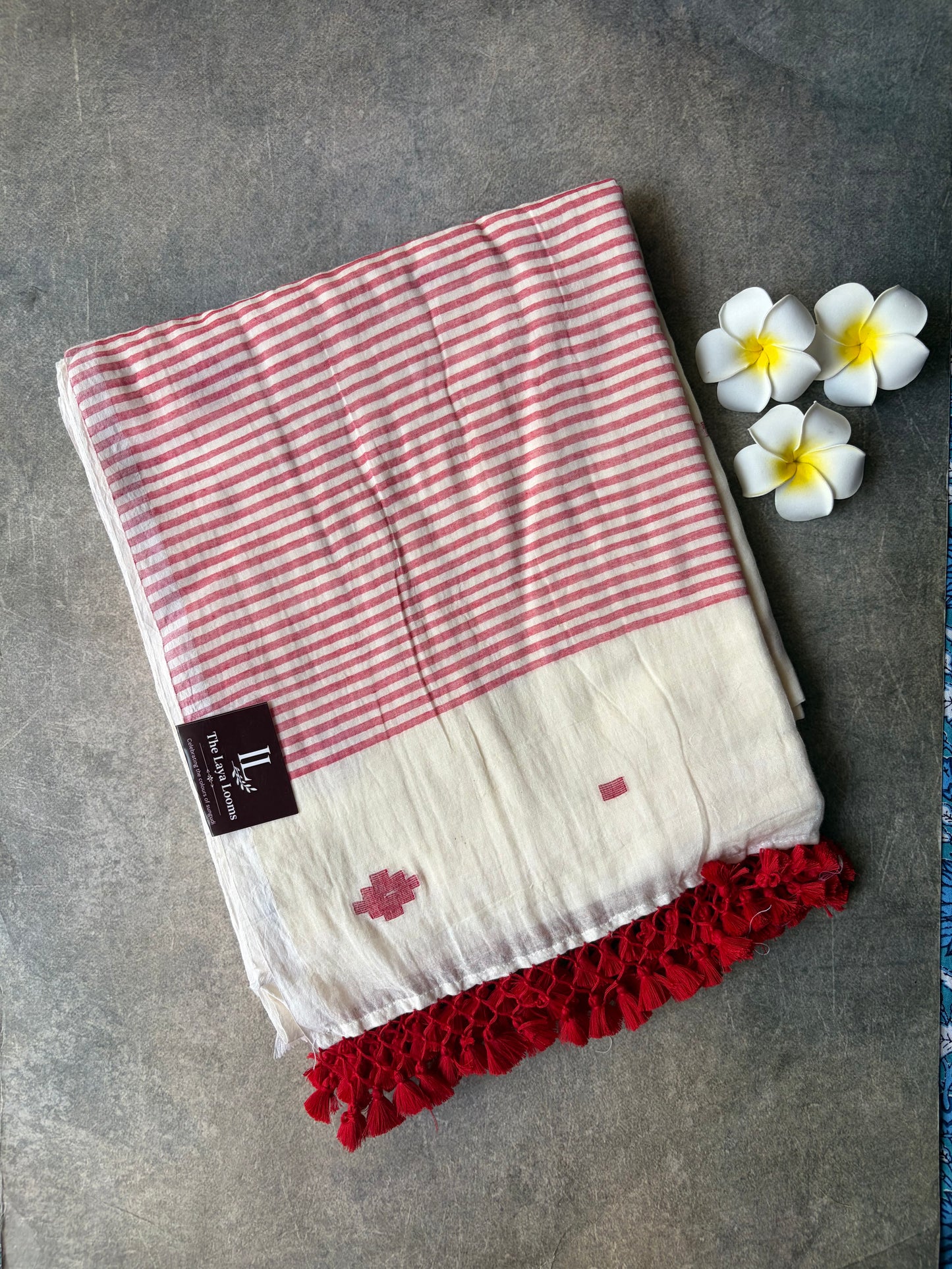 Jamdani Mul Mul Cotton Saree White | TLL549