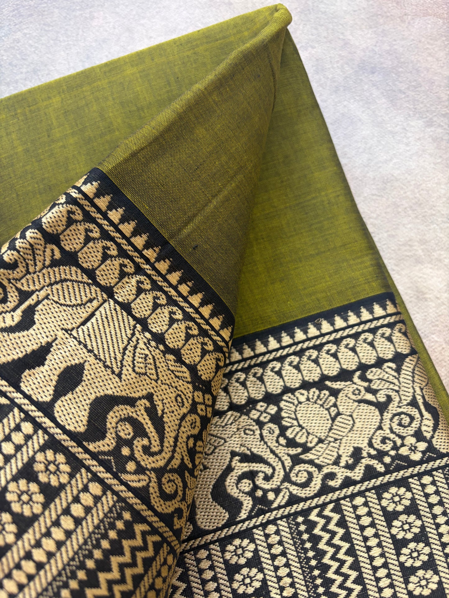 Narayanpet cotton sarees | mehandhi green maroon border