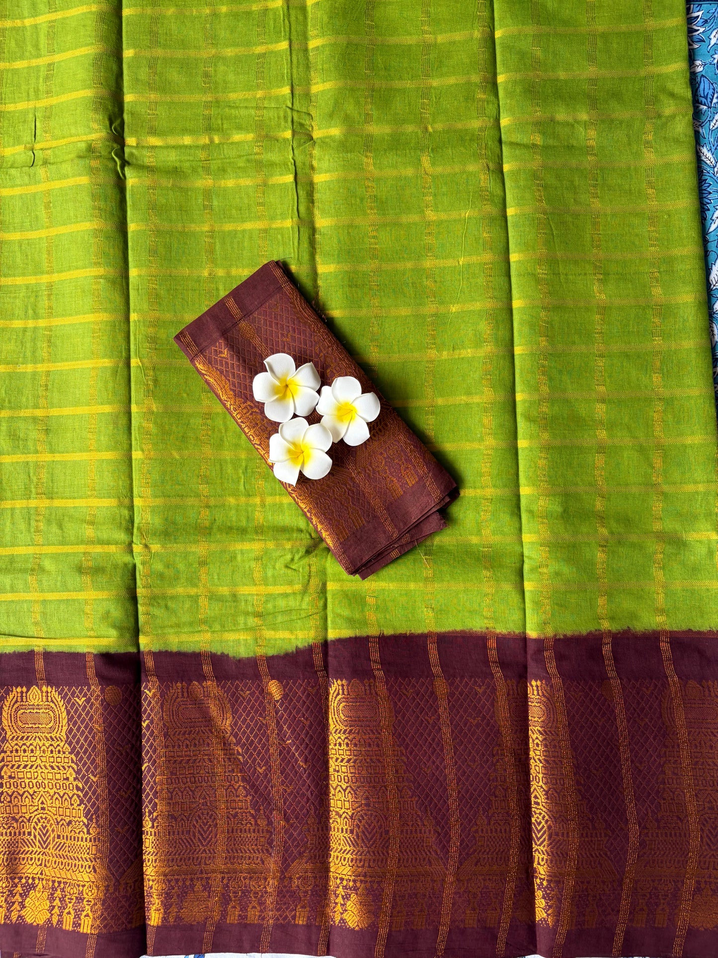 Temple Border Sungudi Saree  Green Colour | TLL176