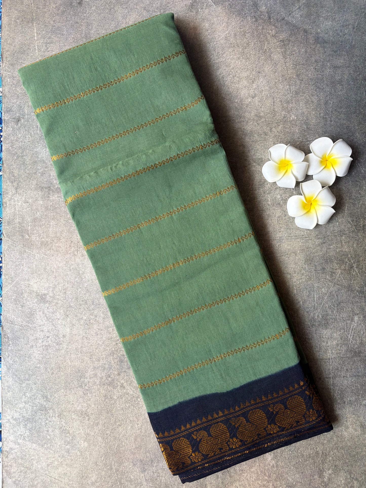 Velthari Sungudi Cotton Saree Sage Green | TLL329