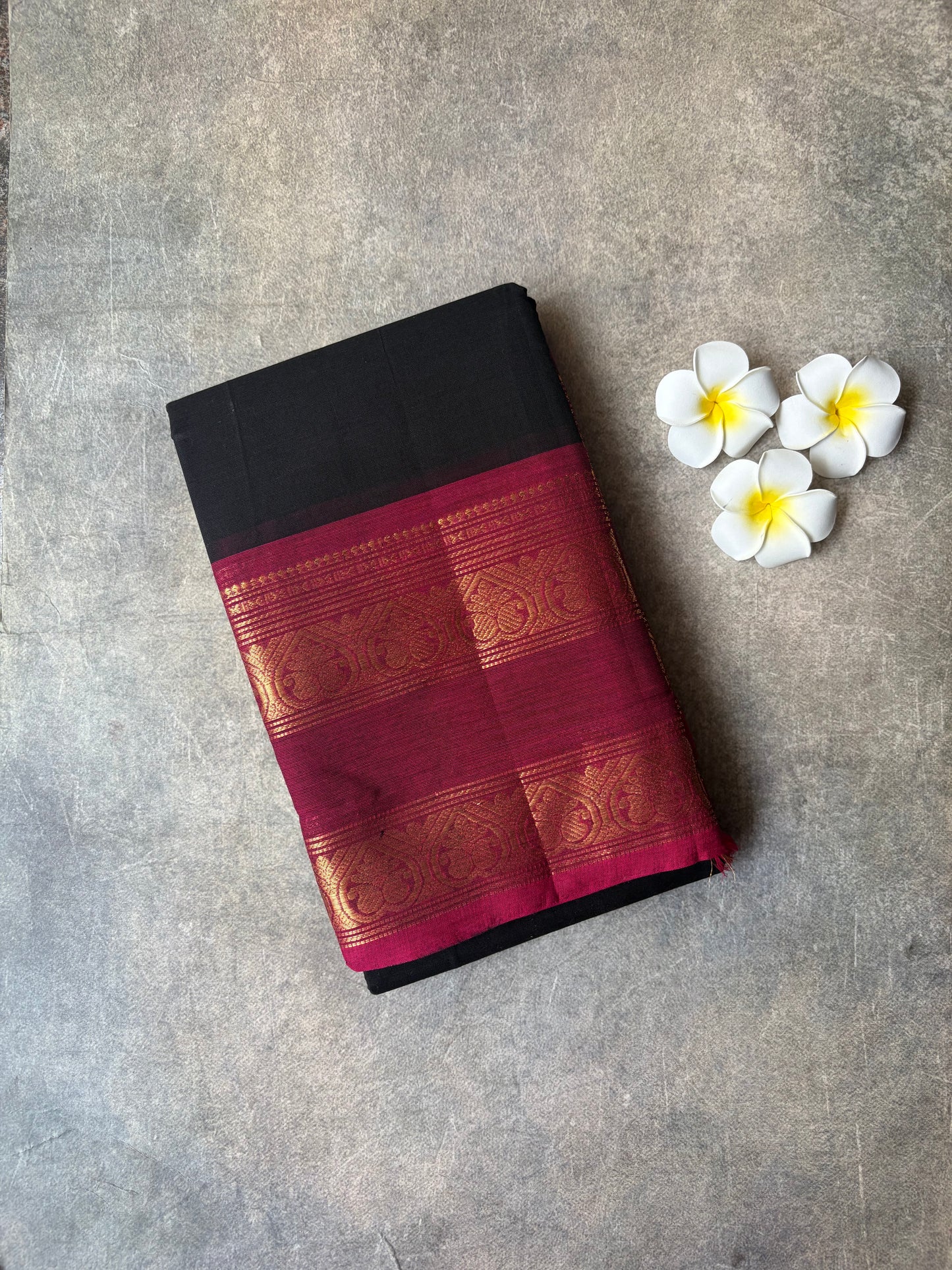 Kanchi Cotton Saree Black | TLL702