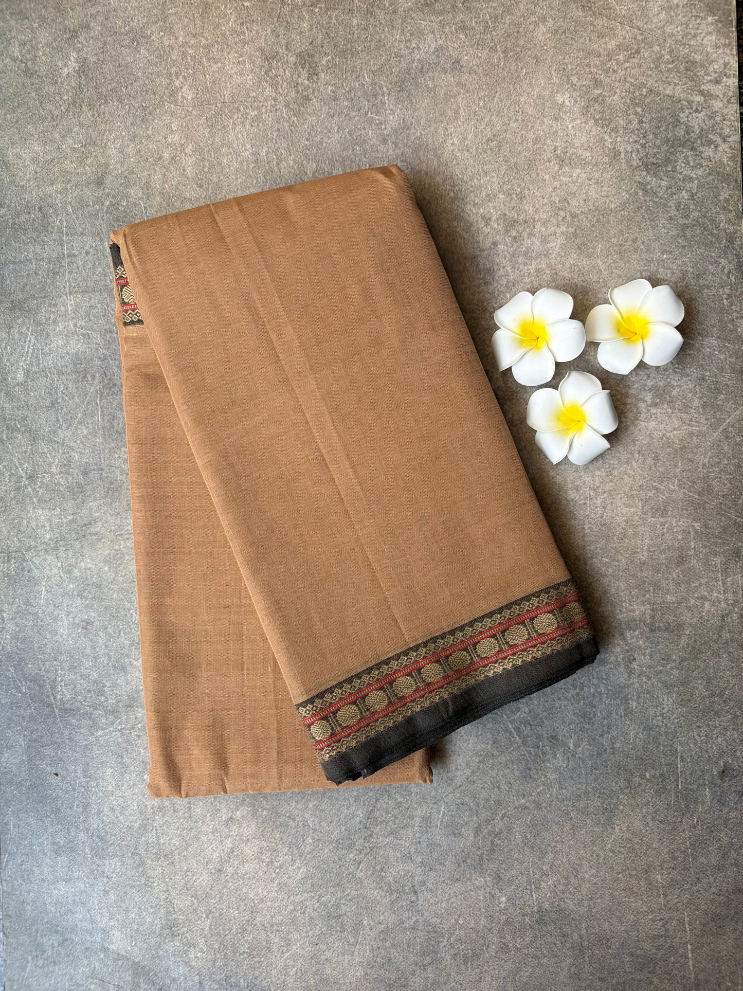 Narayanpet Cotton Saree Light Brown | TLL448