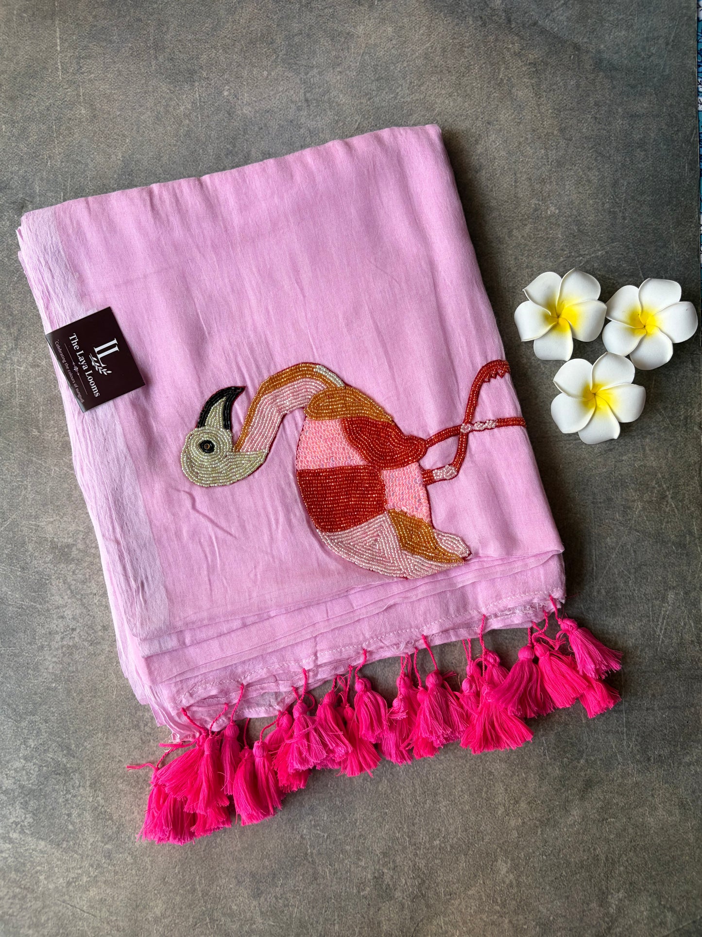 Swan Mul Mul Cotton Saree Baby Pink | TLL531