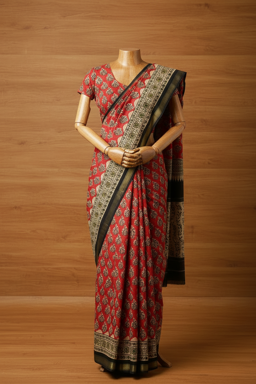 Daily Wear Soft Cotton Saree Red Under Budget | TLL226