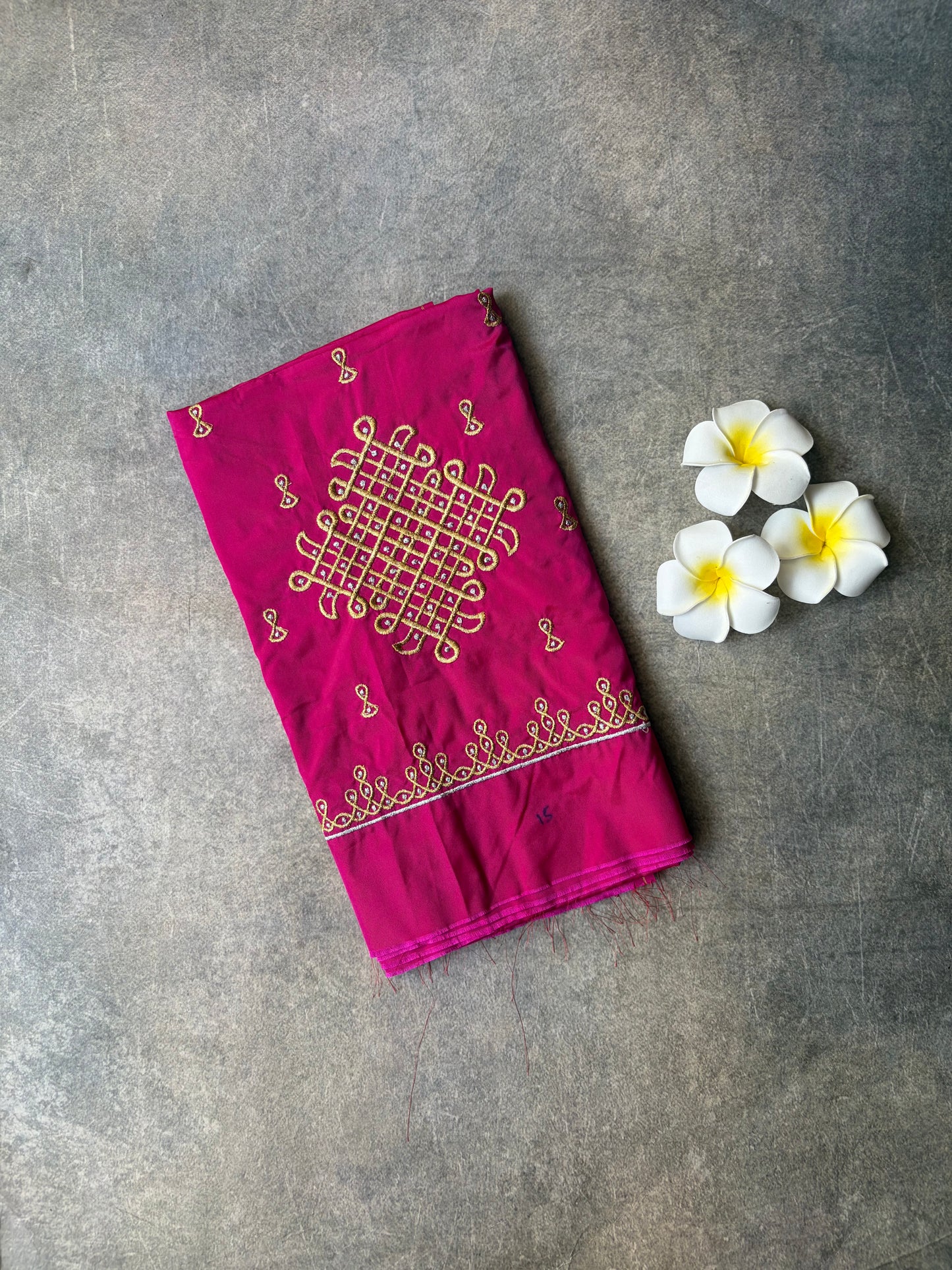 Kolam Embroidery Work Silk Blouse Piece Pink | TLL357