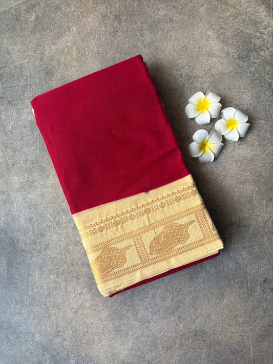 Plain Sungudi Cotton Saree Red | TLL302