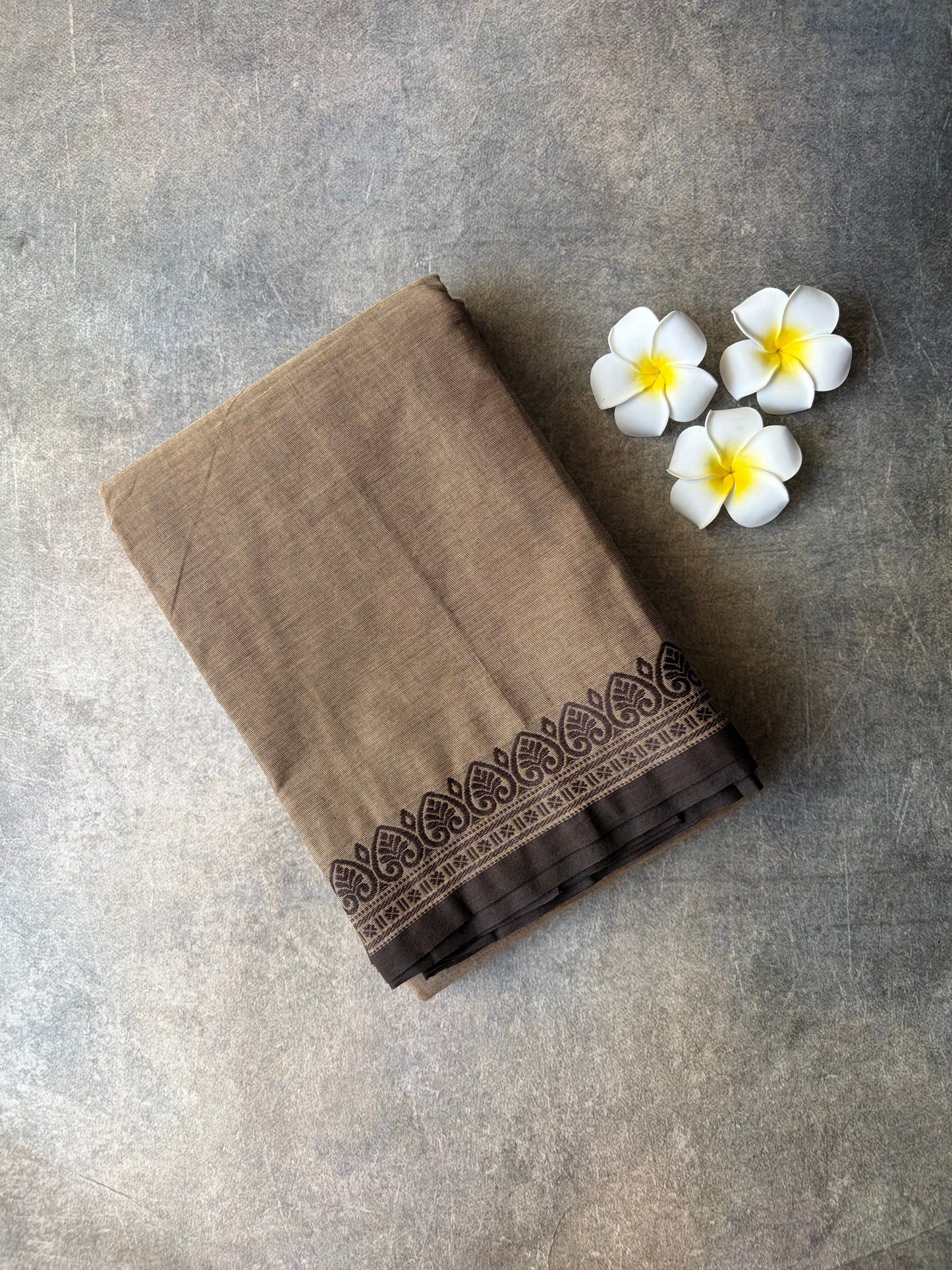 Chettinadu Cotton Saree Dark Gray Colour | TLL188