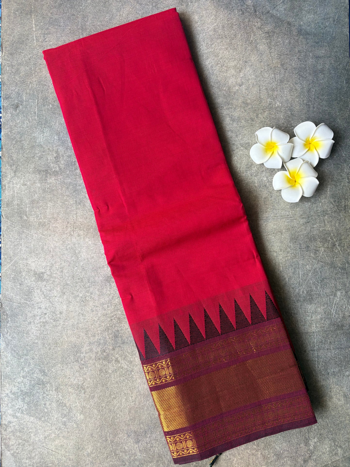 Kanchi Cotton Saree Red | TLL345