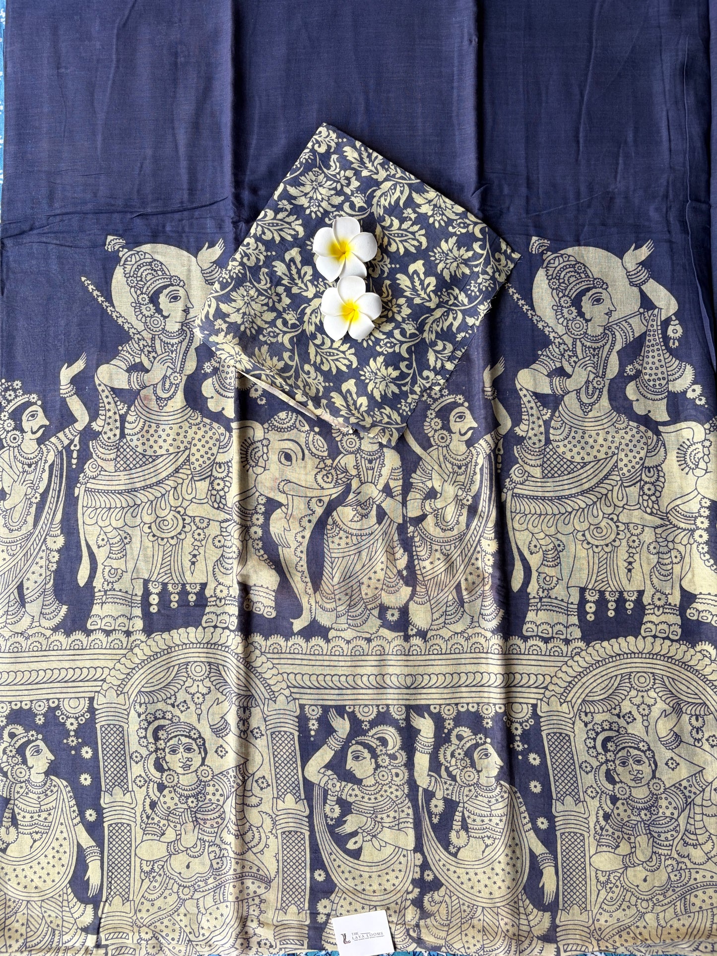Traditional Kalamkari Soft Cotton Saree Blue | TLL620