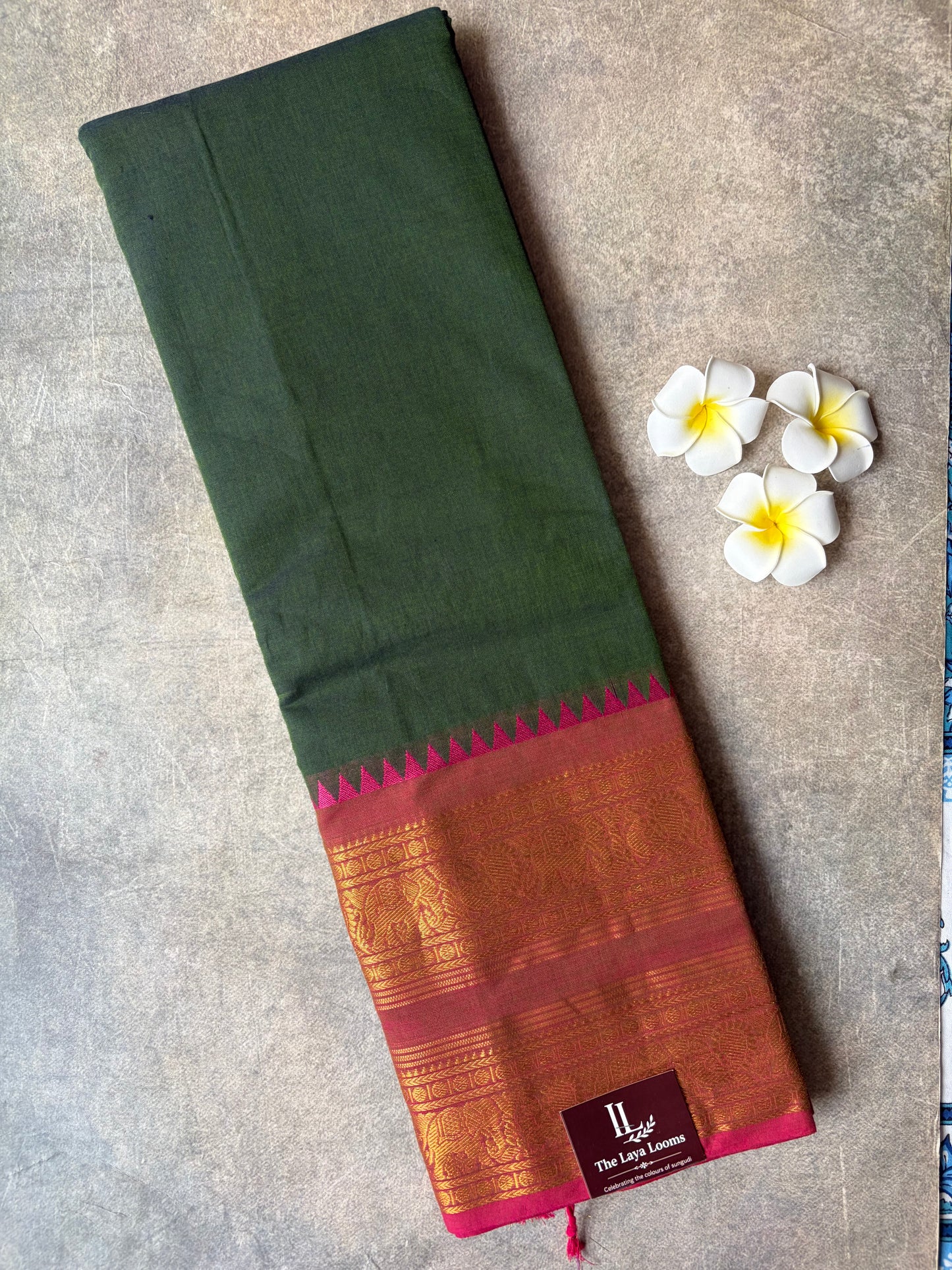 Kanchi Cotton Saree Forest Green | TLL267