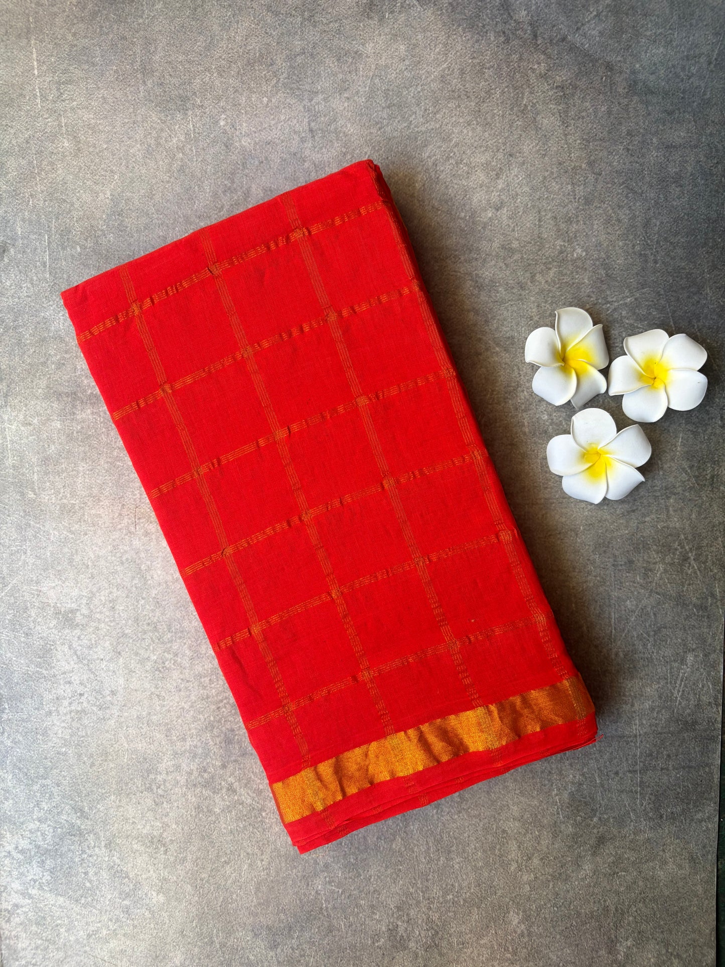 Kattam Sungudi Cotton Saree Red | TLL408