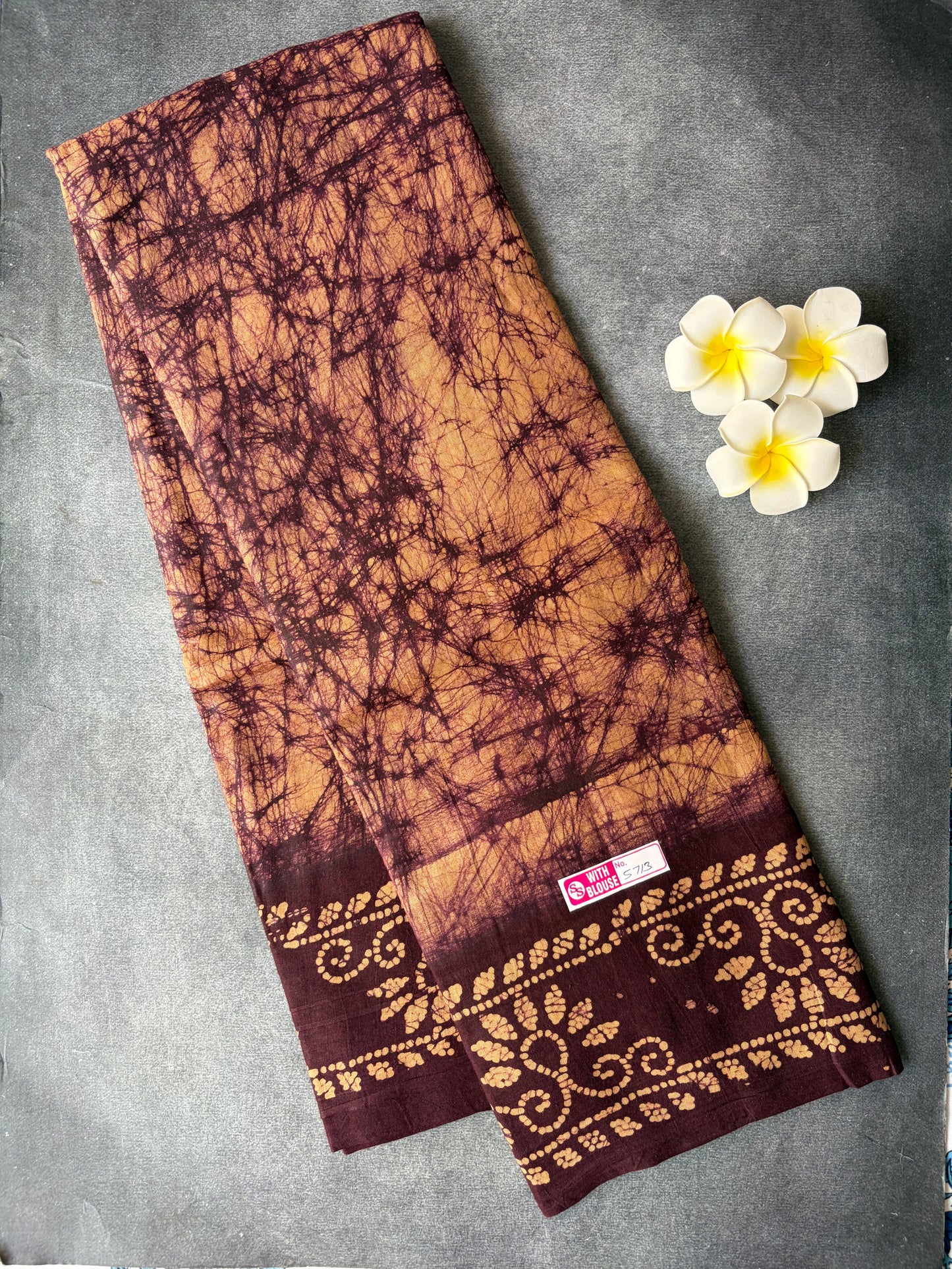 Soft Sungudi Saree with Border Dark Brown colour |TLL193