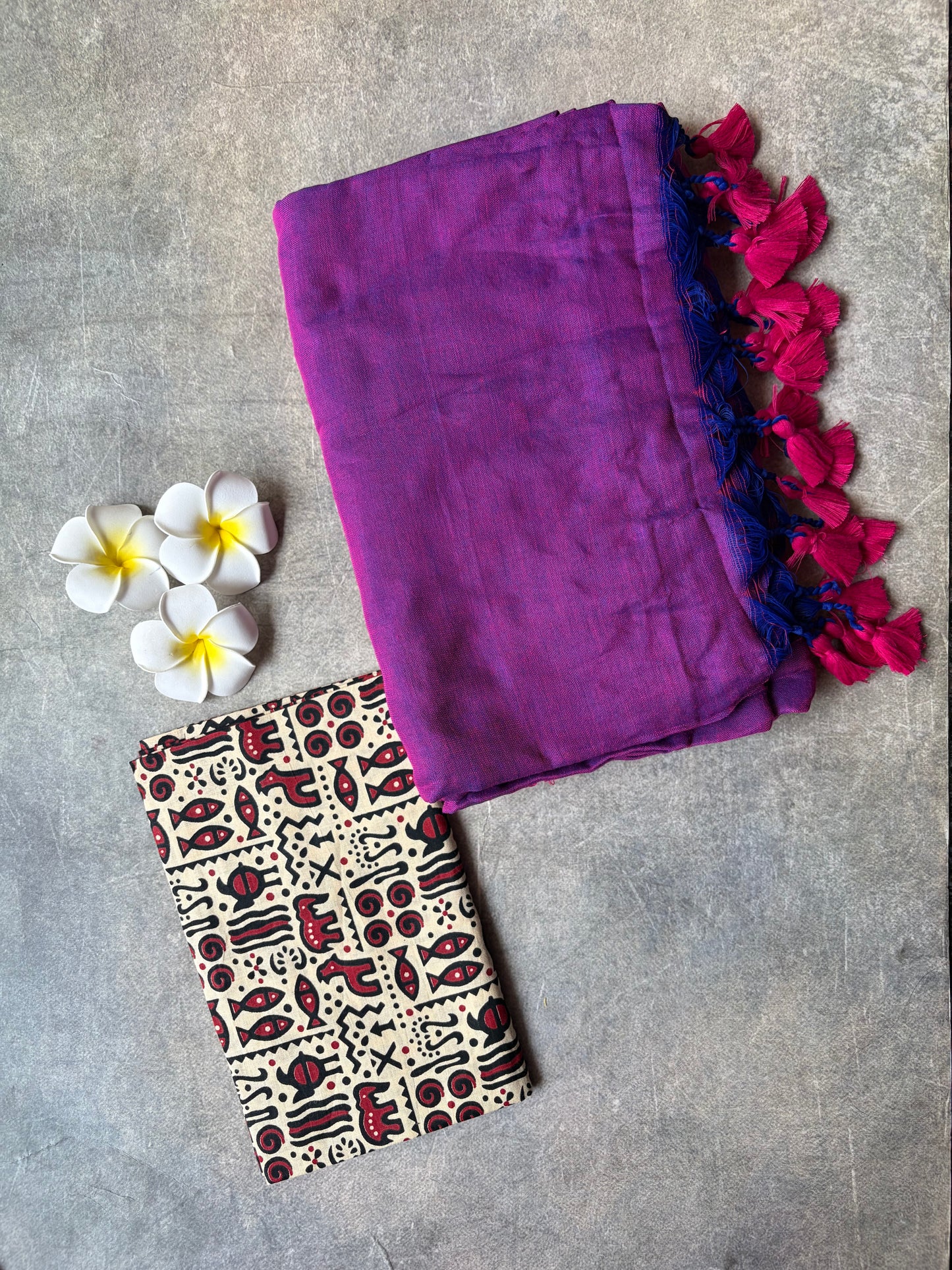Khadi Cotton Saree Magenta-Purple | TLL719