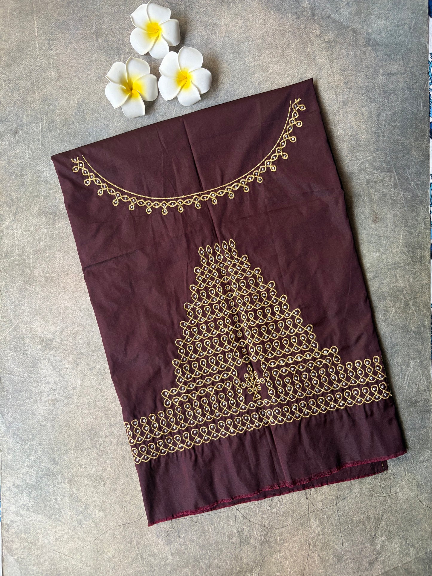 Kolam Embroidery Work Silk Blouse Piece Dark Maroon | TLL355