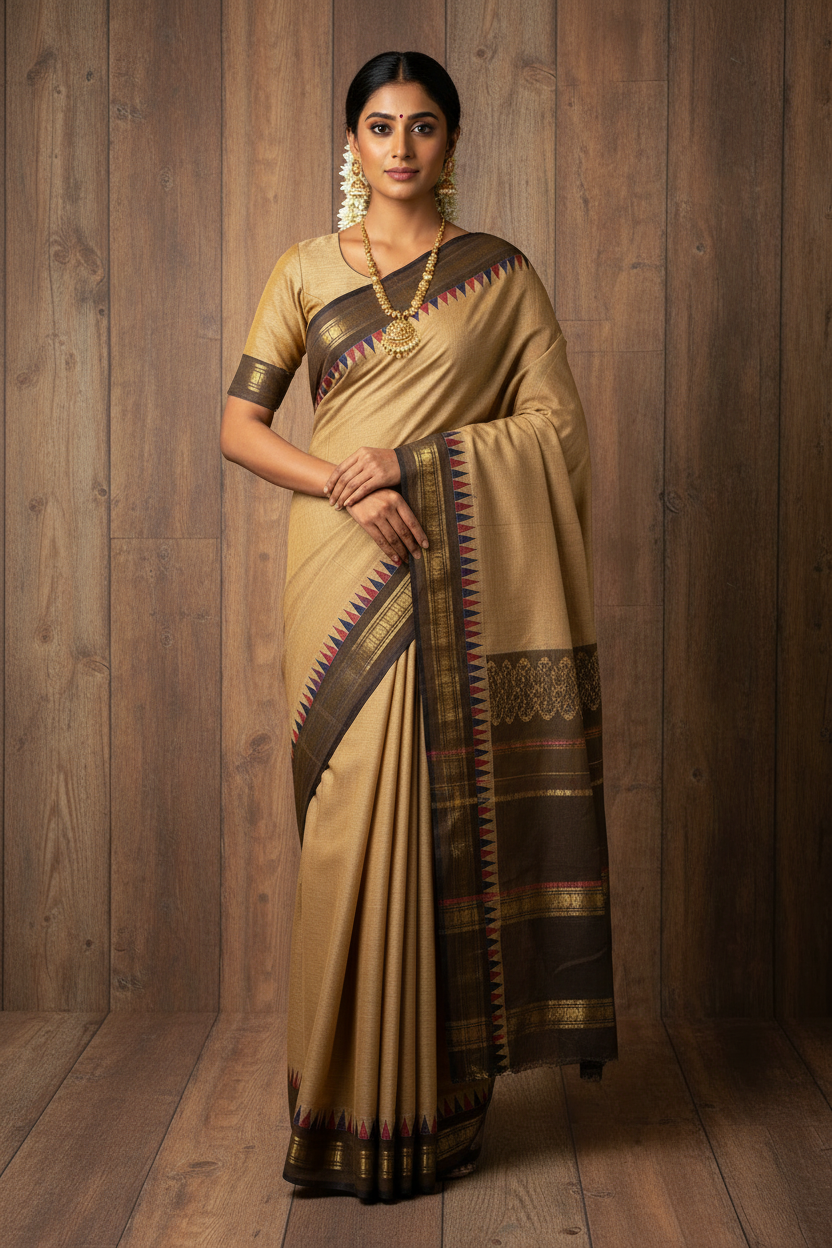 Chettinad Cotton saree Cream Colour | TLL199