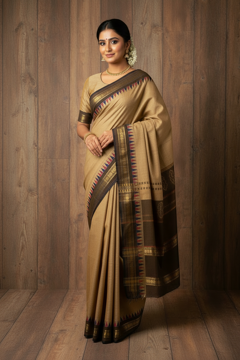 Chettinad Cotton saree Cream Colour | TLL199