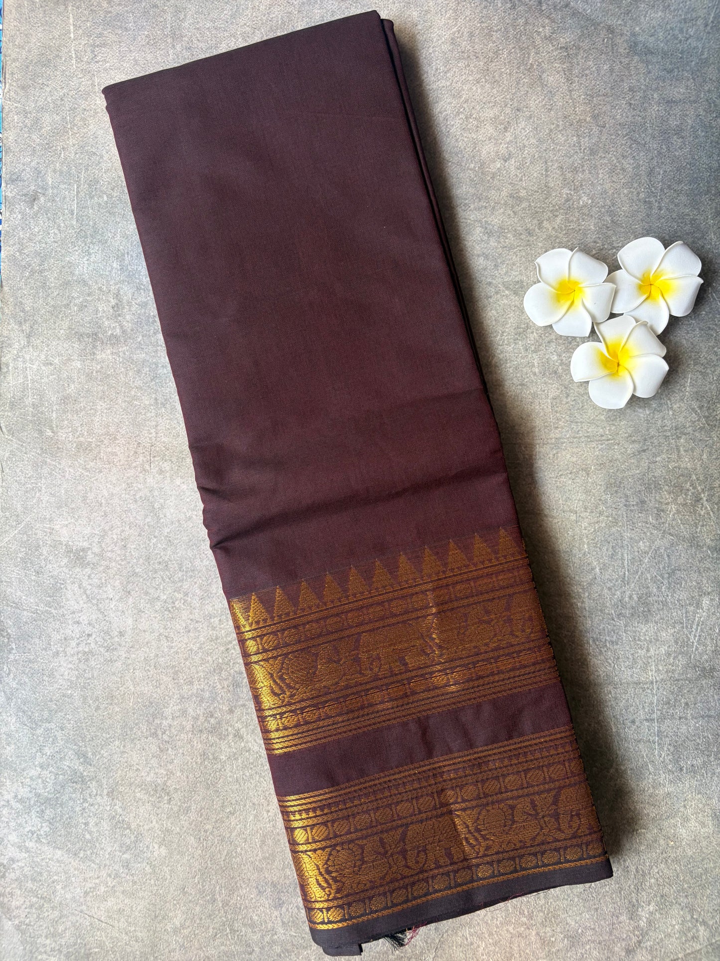 Kanchi Cotton Saree Coffee Brown | TLL340