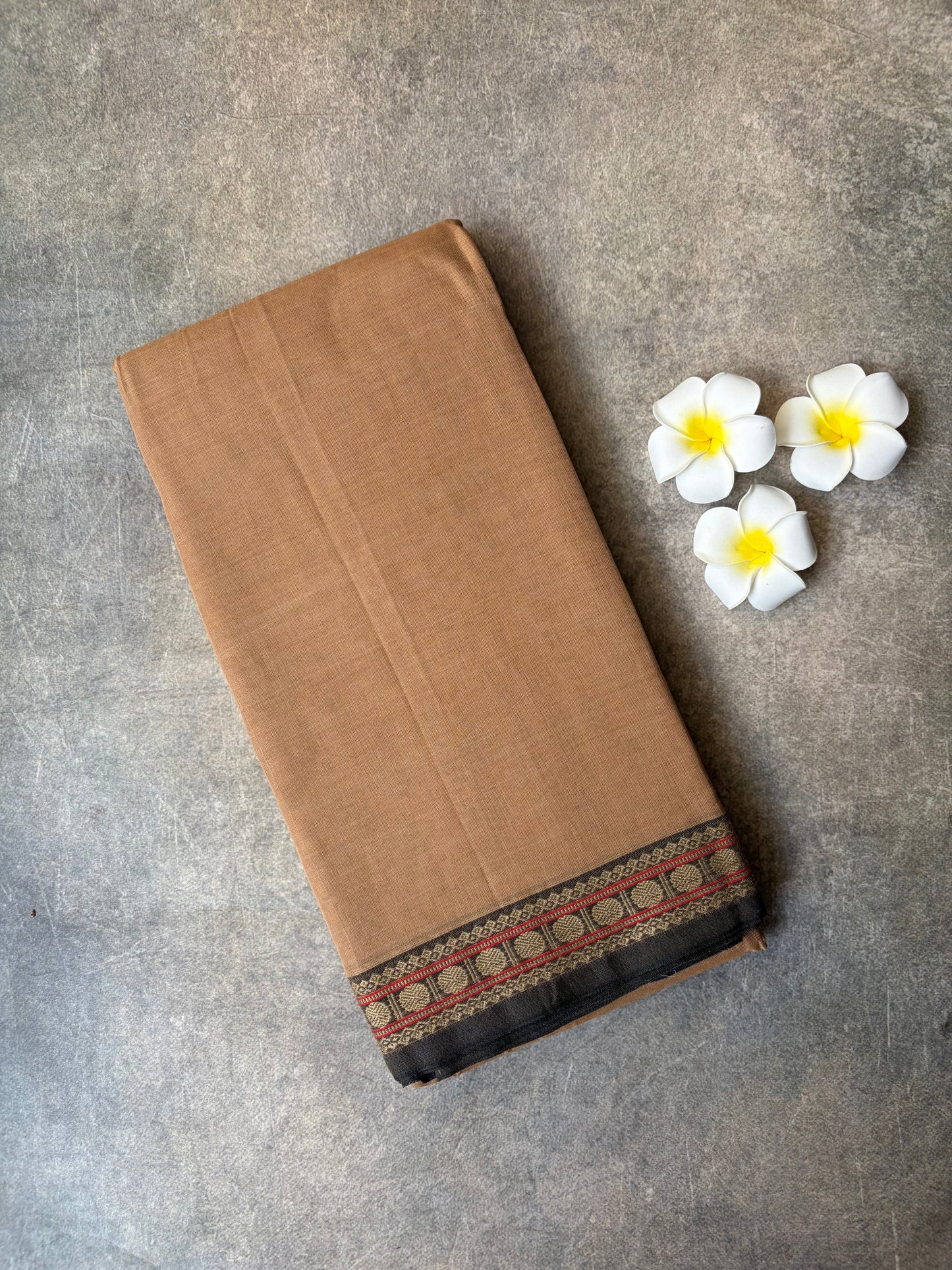 Narayanpet Cotton Saree Light Brown | TLL448
