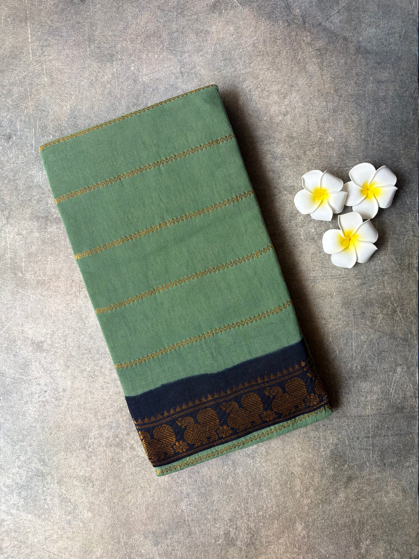 Velthari Sungudi Cotton Saree Sage Green | TLL329