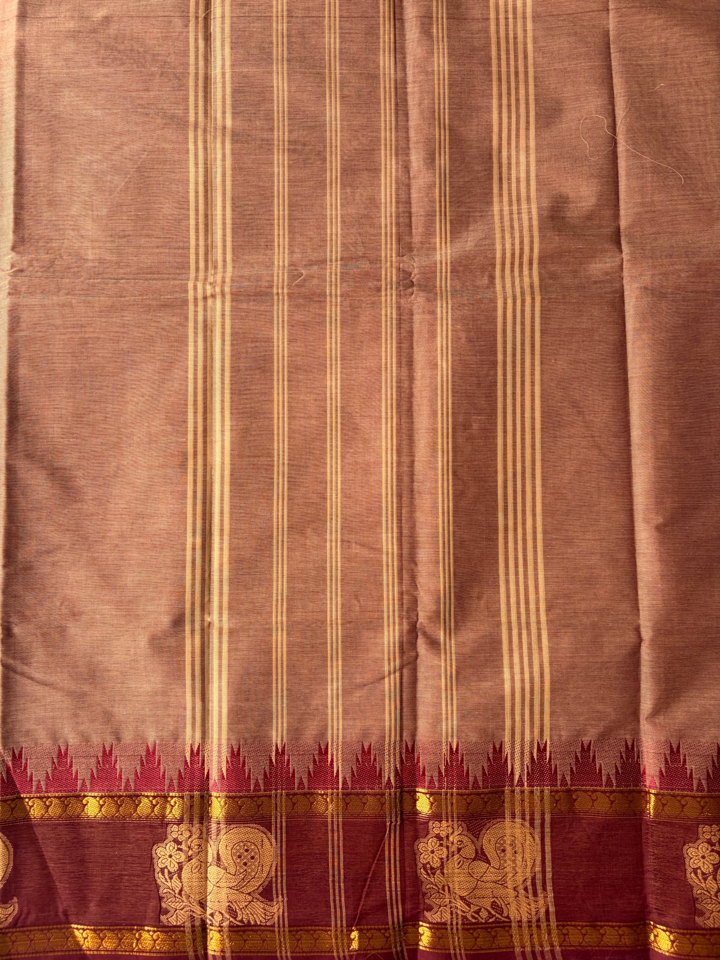 Kanchi Cotton Saree Maroon Border with Annam Design TLL186
