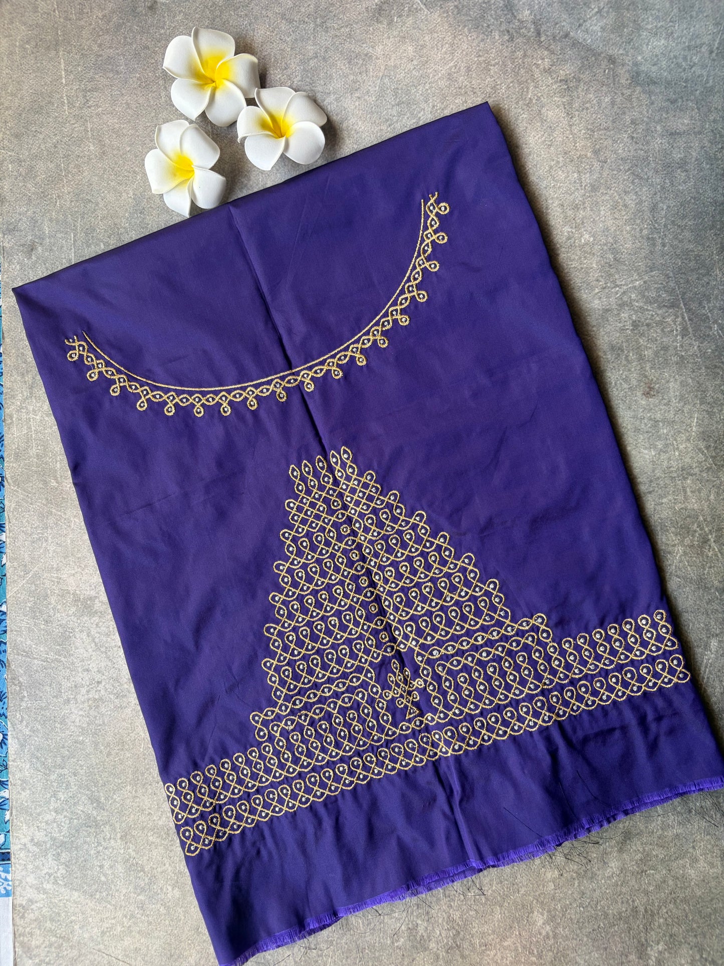 Kolam Embroidery work Silk Blouse Piece Violet | TLL 351