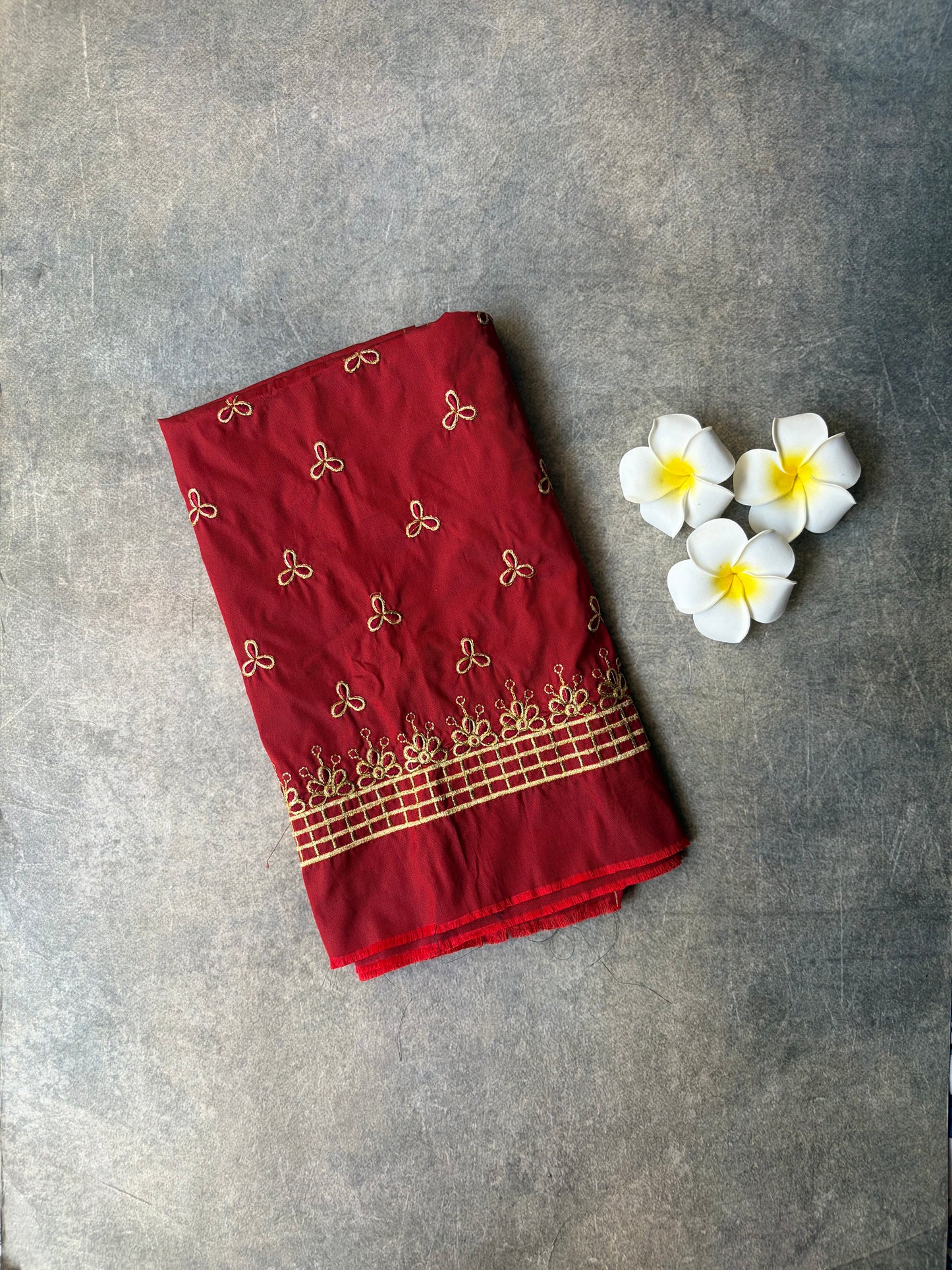 Embroidery work Silk Blouse Piece Maroon | TLL352