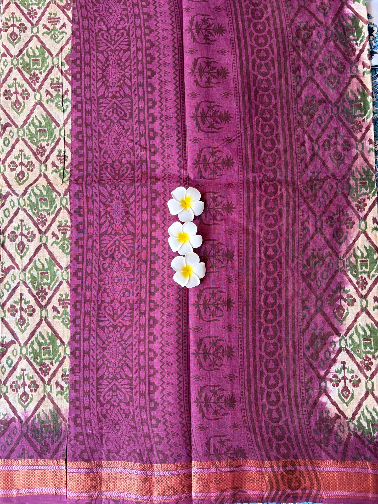 Pochampalli Cotton Saree Cream with Maroon Border | TLL598