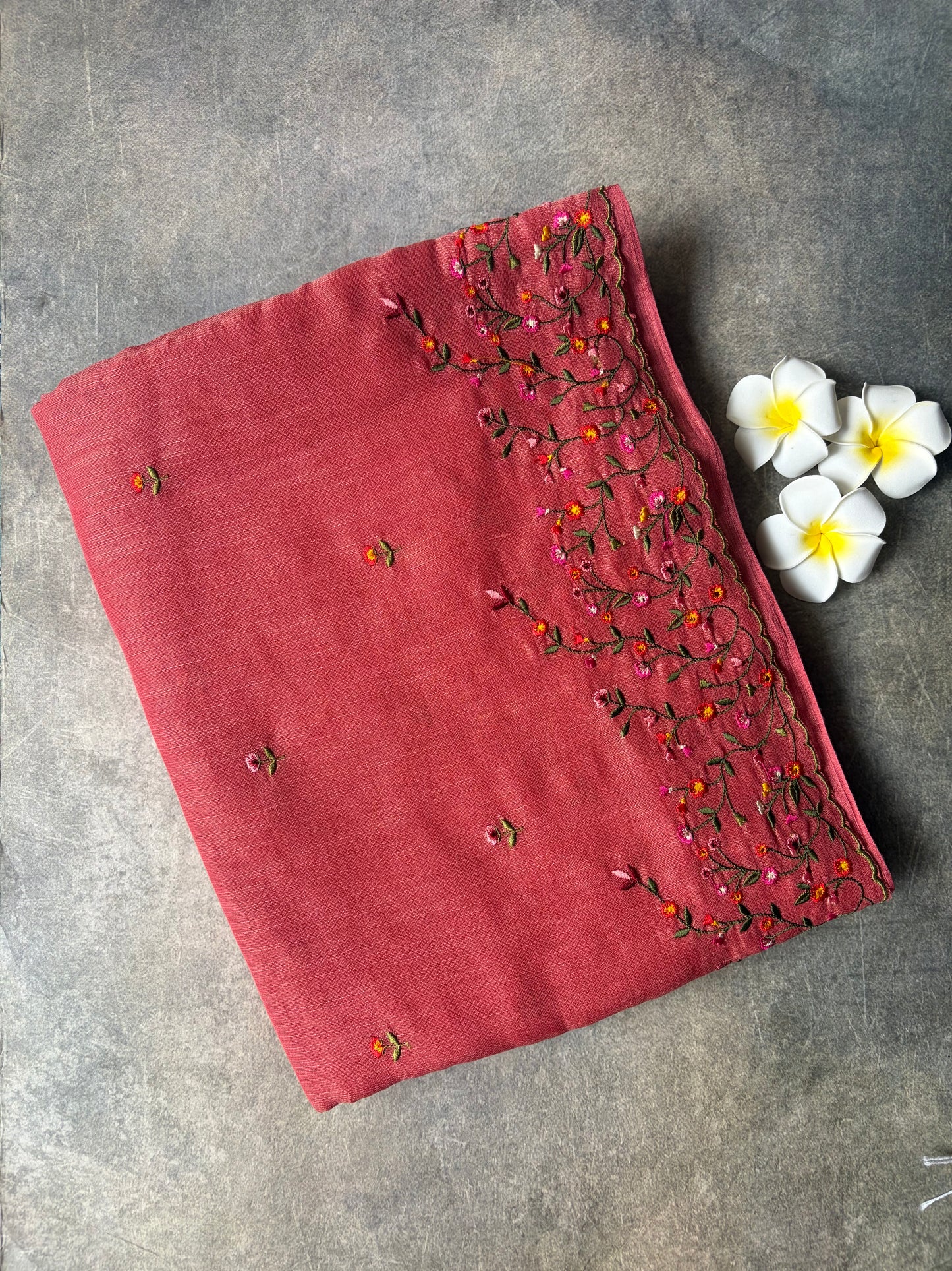 Linen Cotton Saree Pink | TLL313