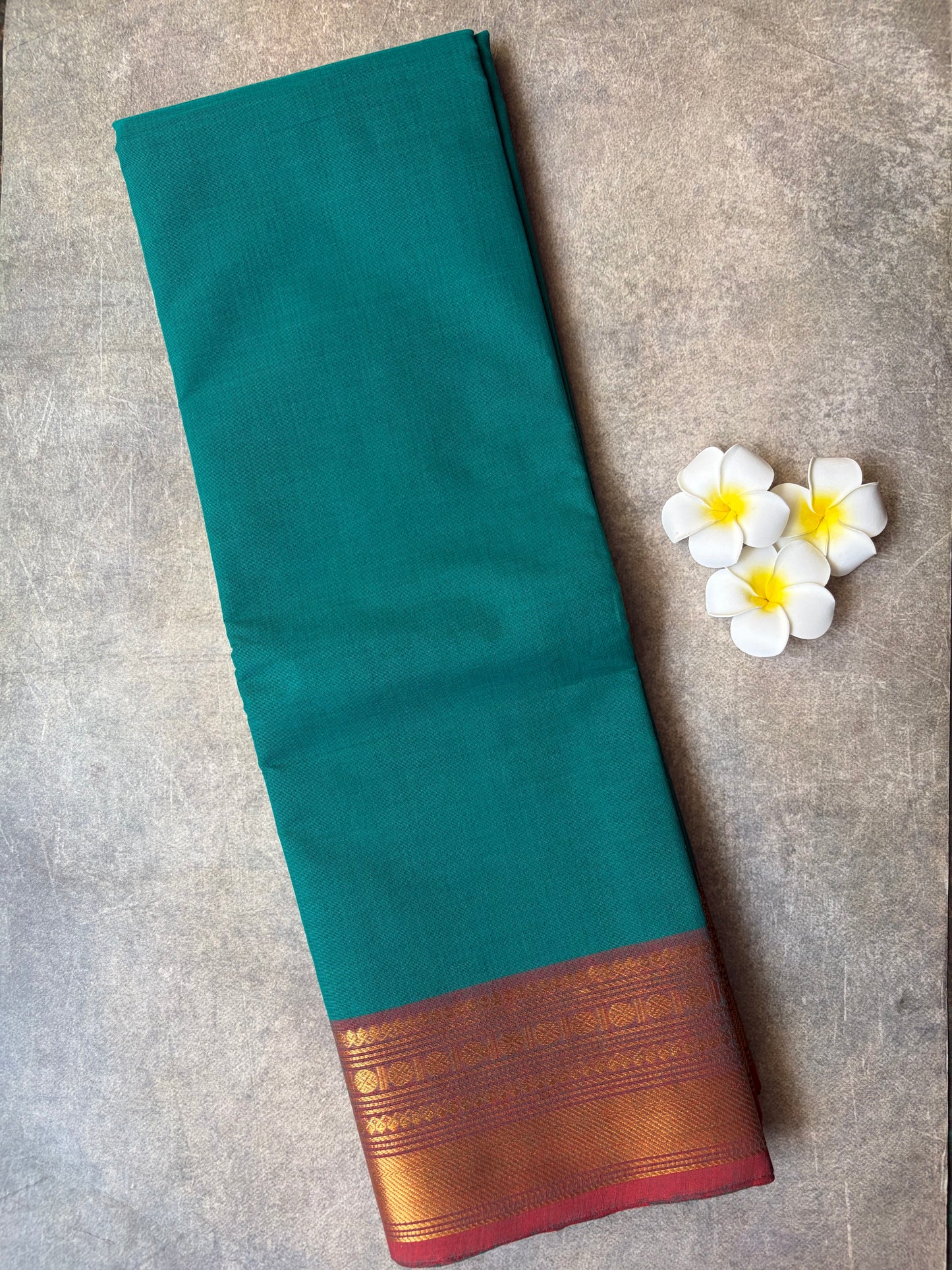 Kanchi Cotton Saree Teal Green | TLL365