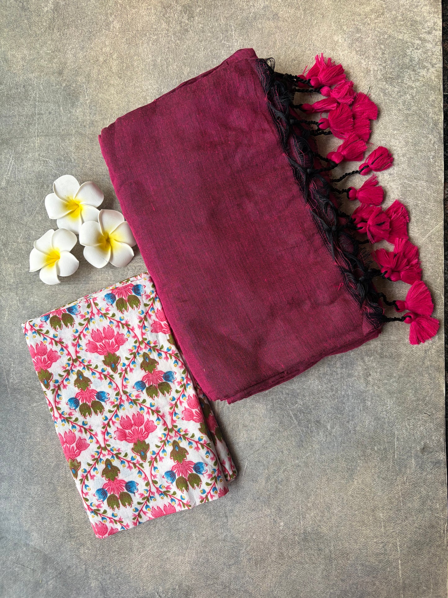 Khadi Cotton Saree Magenta | TLL730