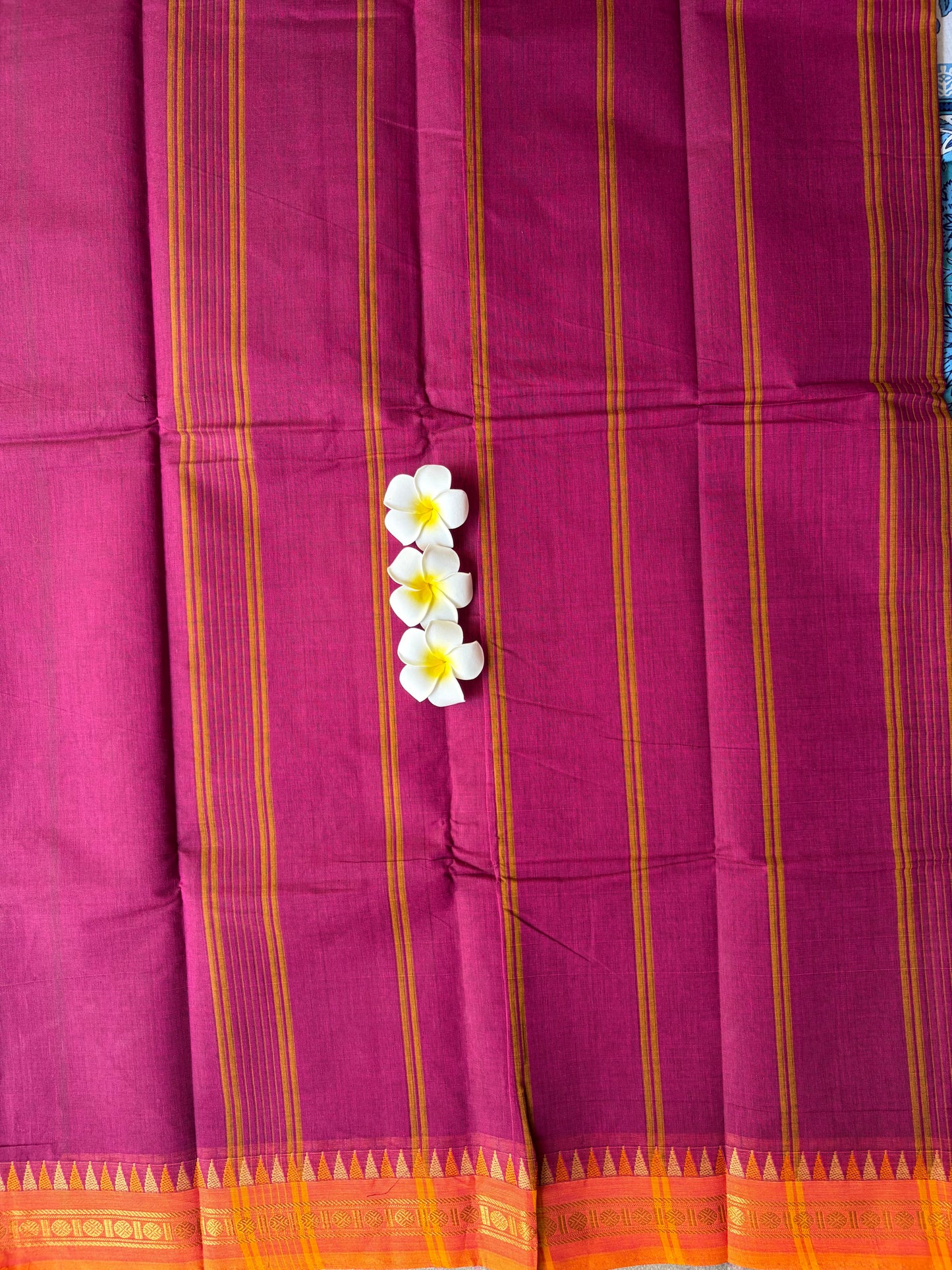 Chettinad Cotton Saree Magenta Colour | TLL201