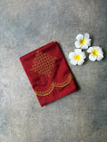 Kolam Embroidery Work Silk Blouse Piece Brownish-Red | TLL362