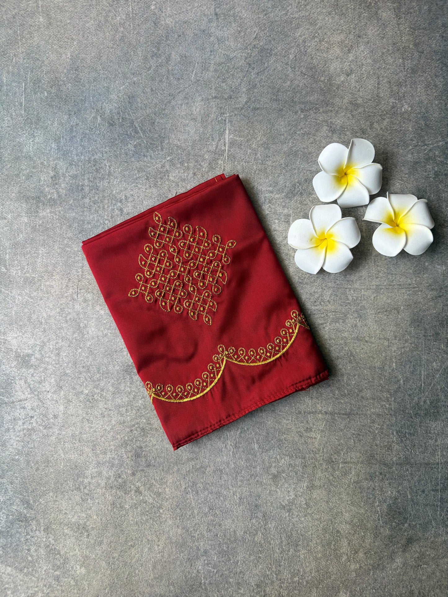 Kolam Embroidery Work Silk Blouse Piece Brownish-Red | TLL362