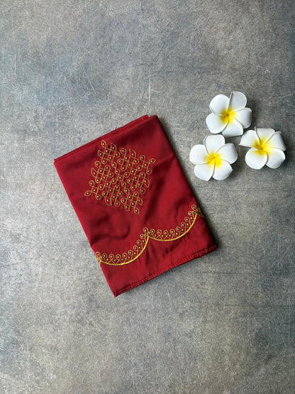 Kolam Embroidery Work Silk Blouse Piece Brownish-Red | TLL362