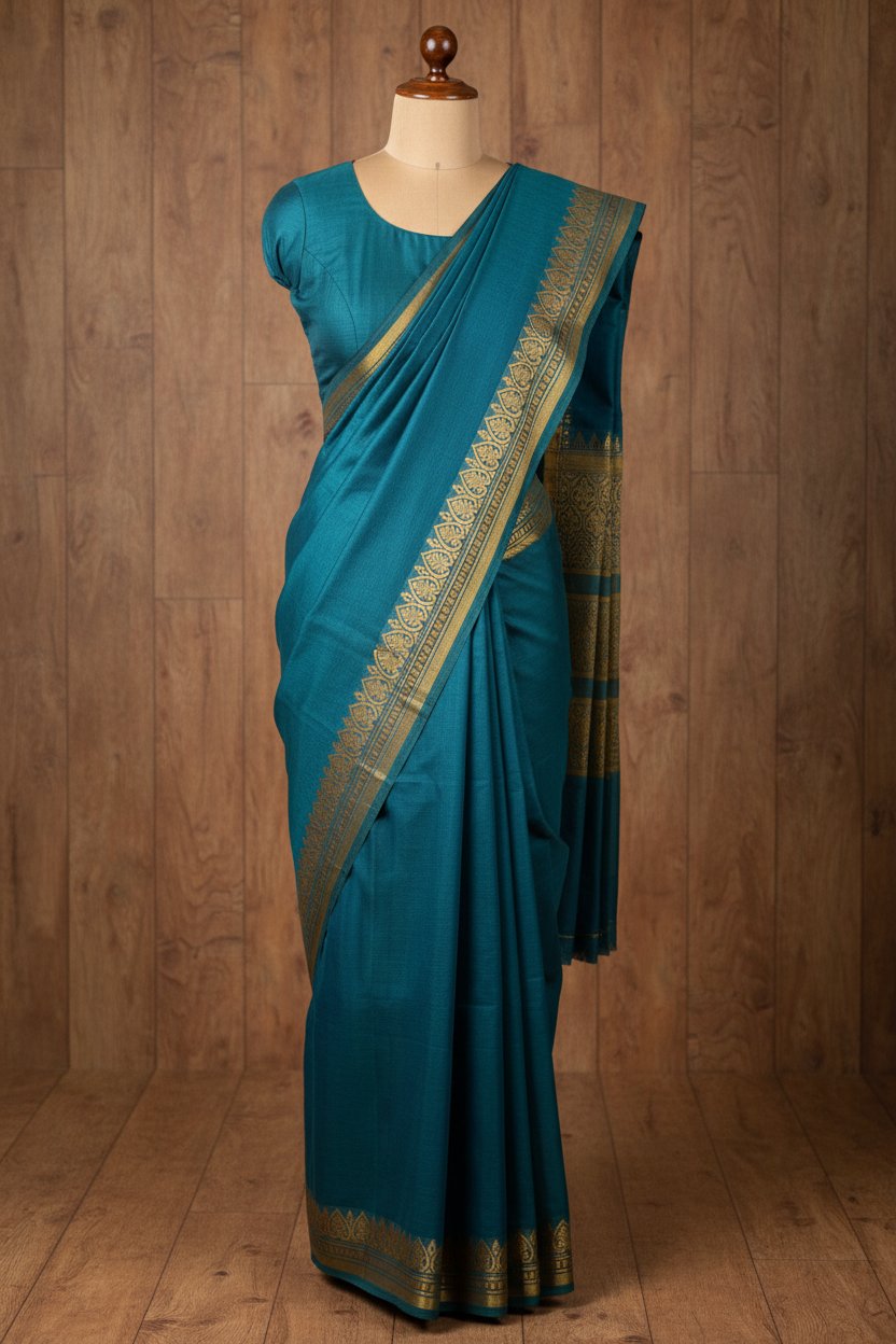 Chettinad Cotton Saree Blue Colour | TLL187