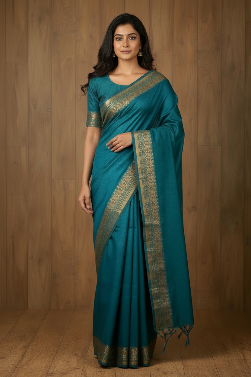 Chettinad Cotton Saree Blue Colour | TLL187